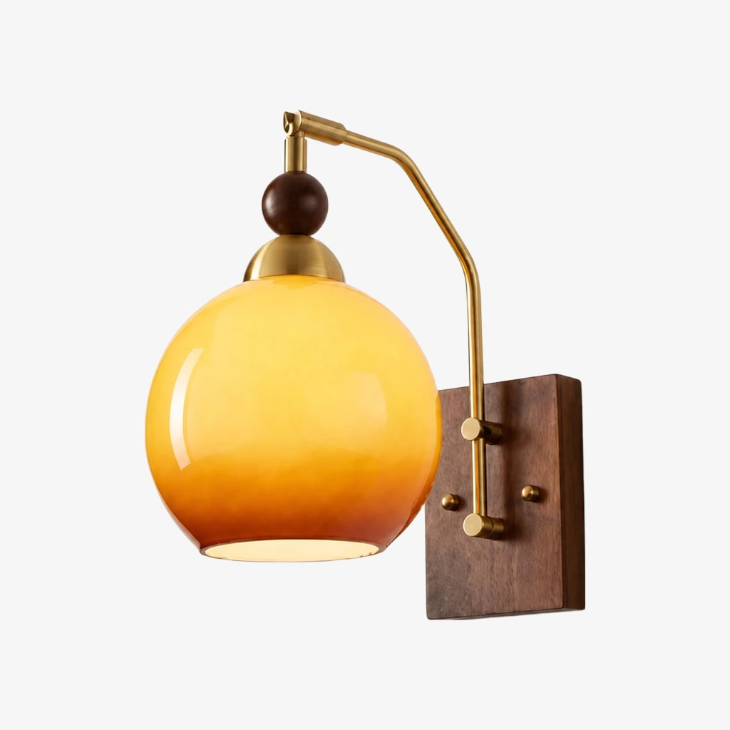 Luma gradient glass walnut wall sconce