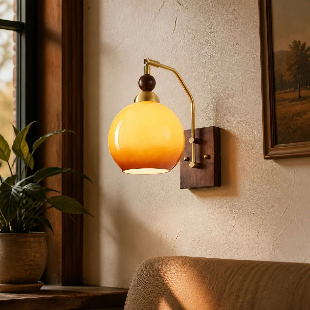 Luma gradient glass wall sconce in a modern living room