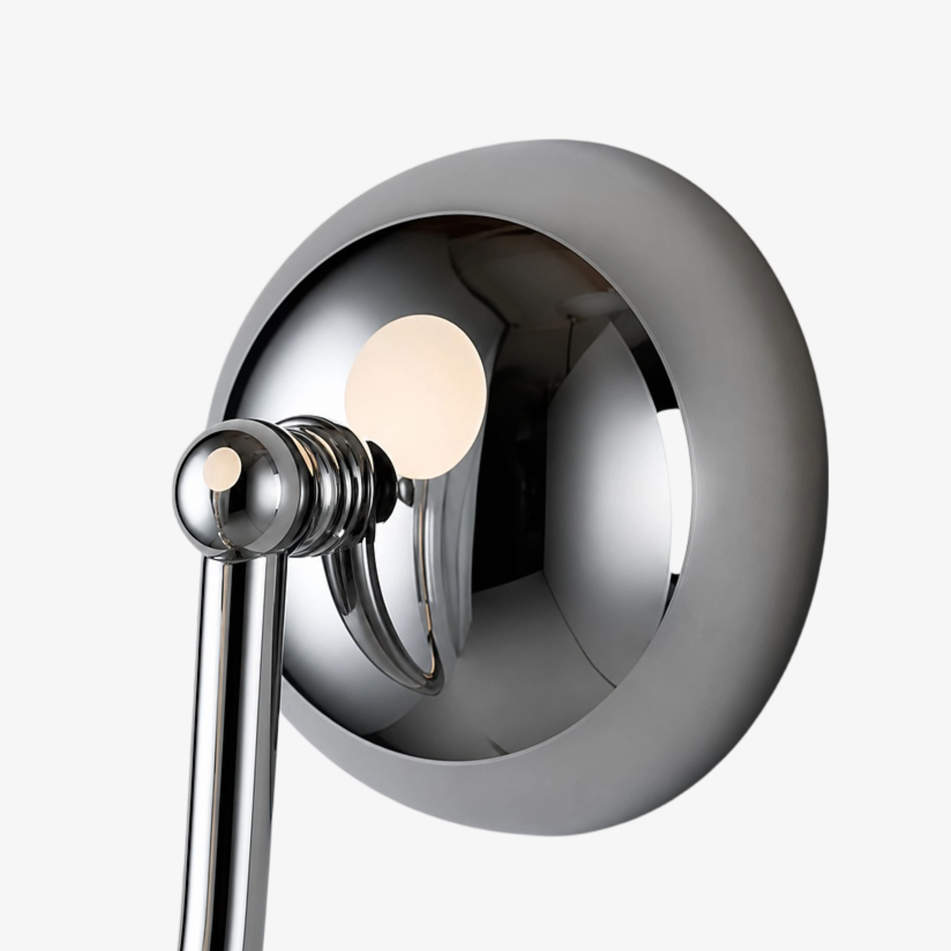 Chrome circular wall plate and pivot detail