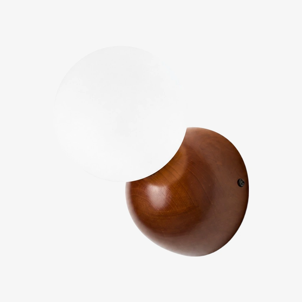 Luma walnut opal globe wall sconce