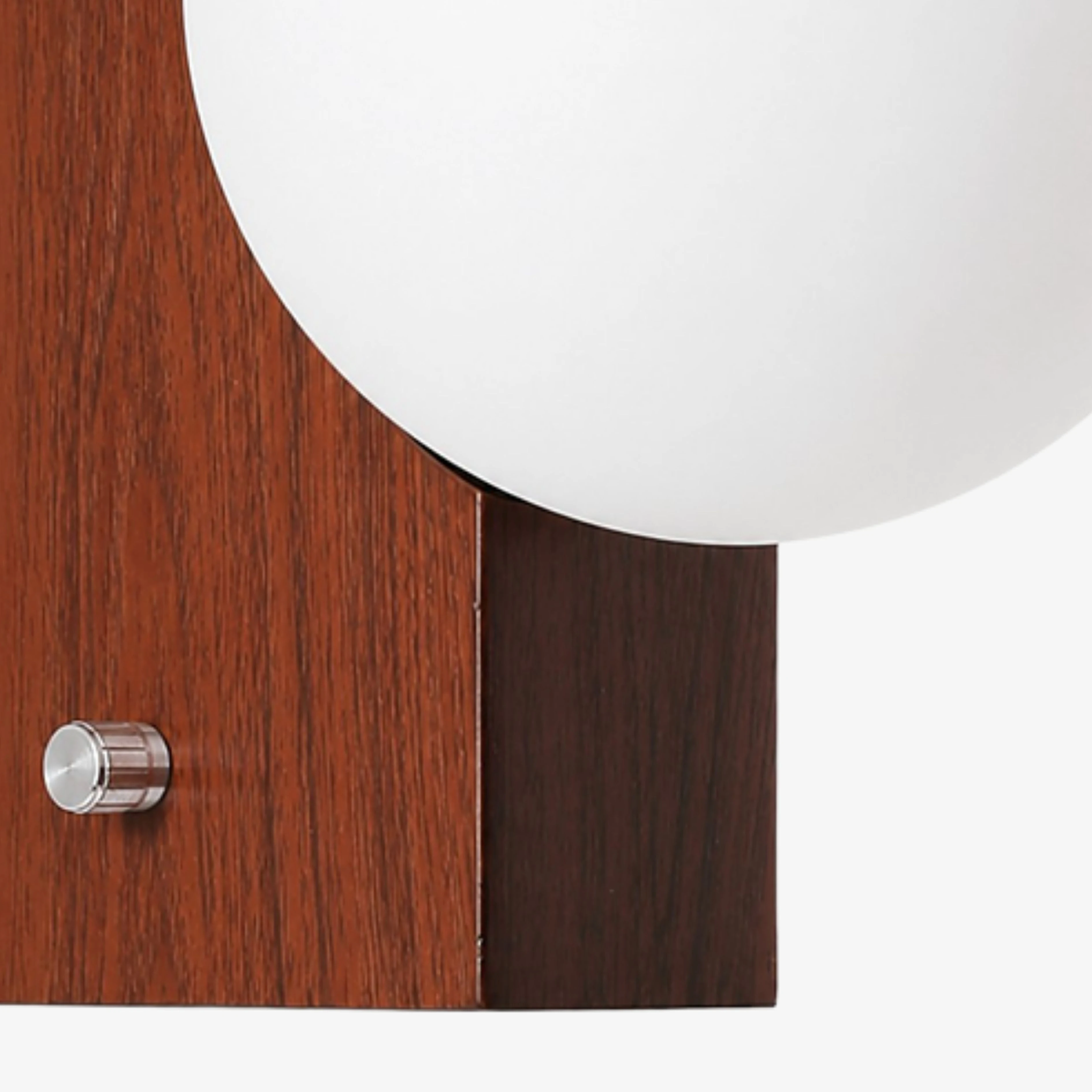Walnut folded backplate and opal glass globe detail