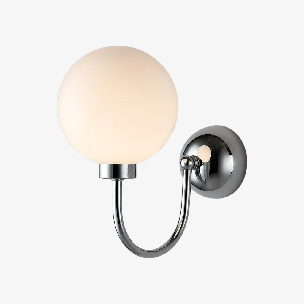 Style A Luma opal globe wall sconce in Chrome