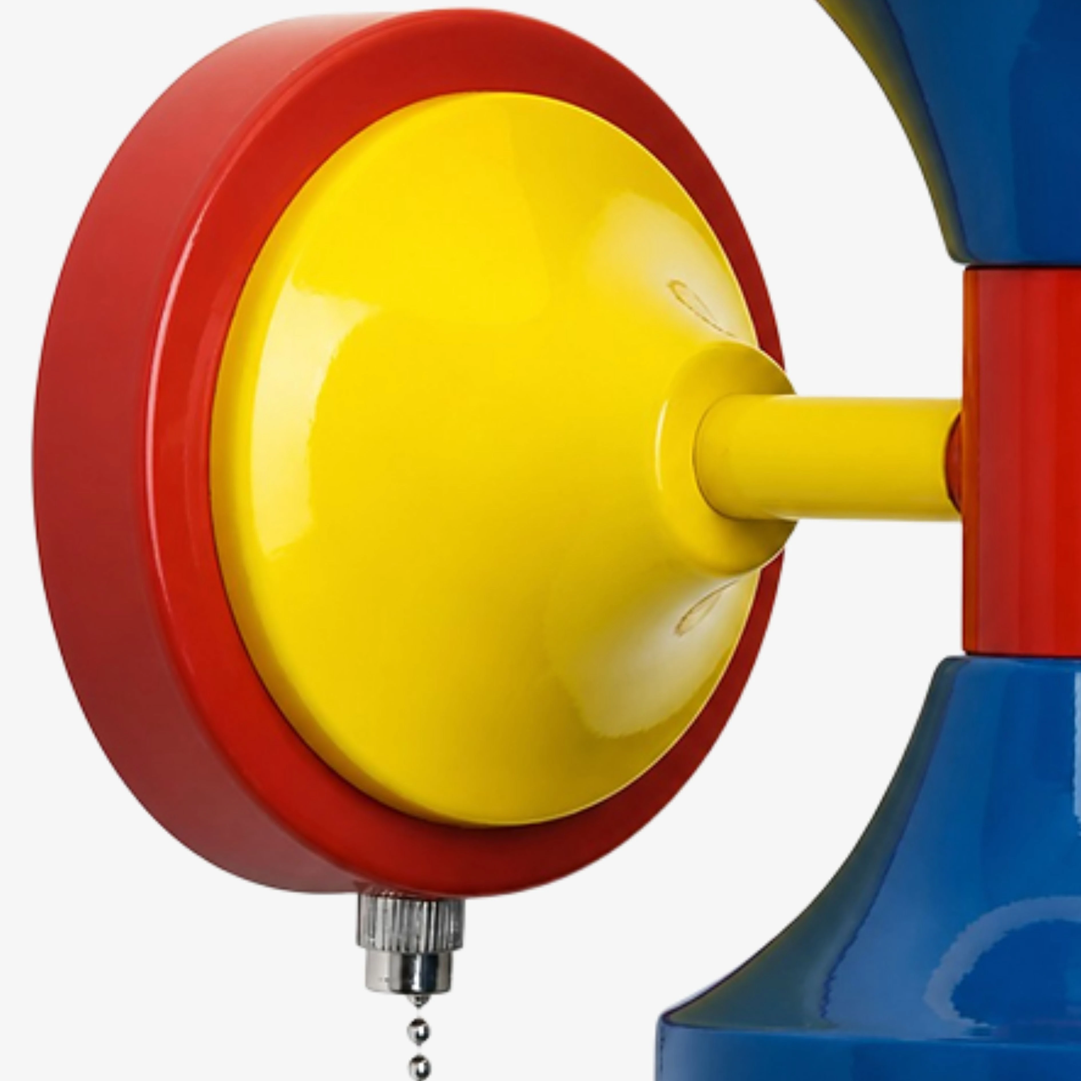 Close view of the red and yellow wall backplate