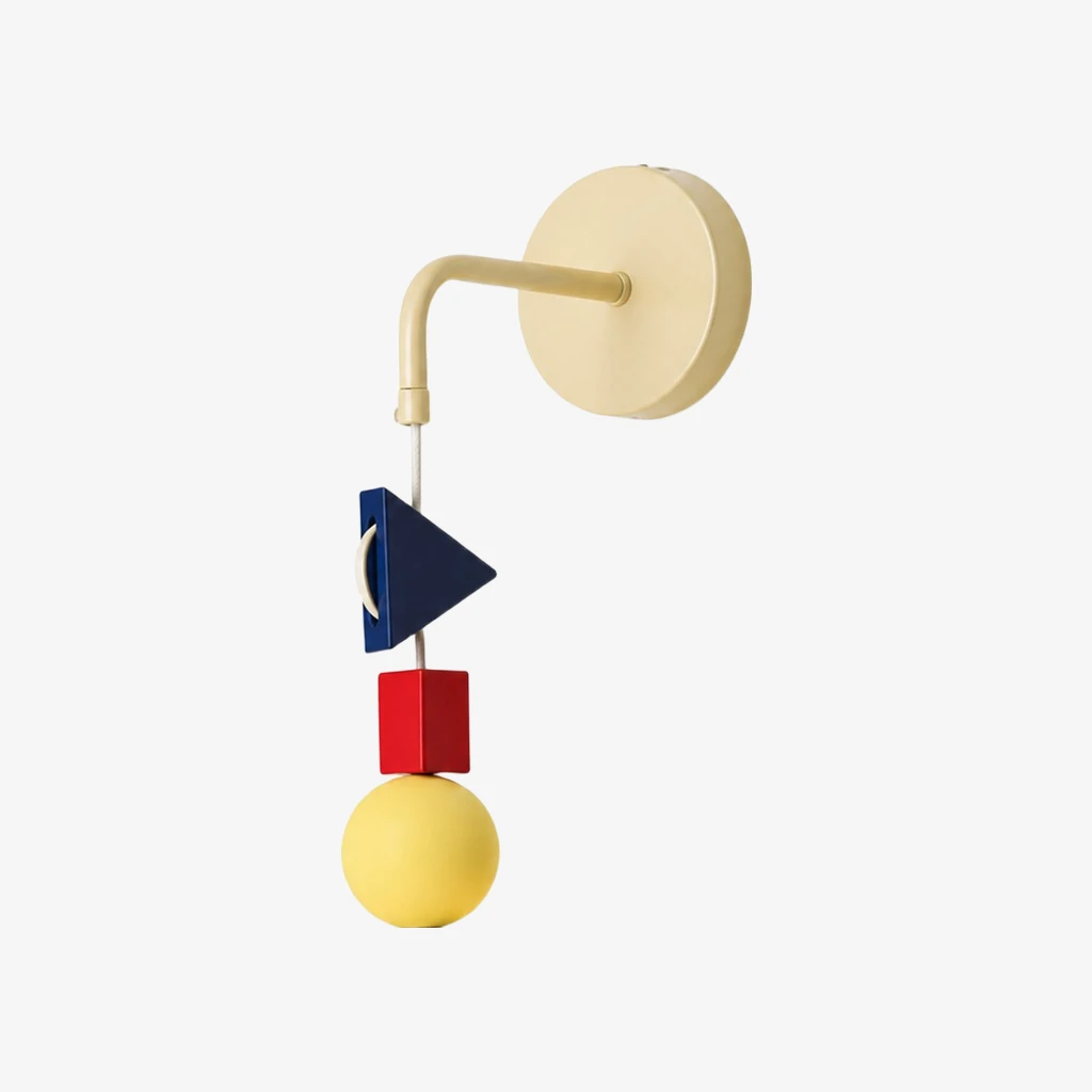 Luma suspended geometry wall sconce Shade B in Cream White