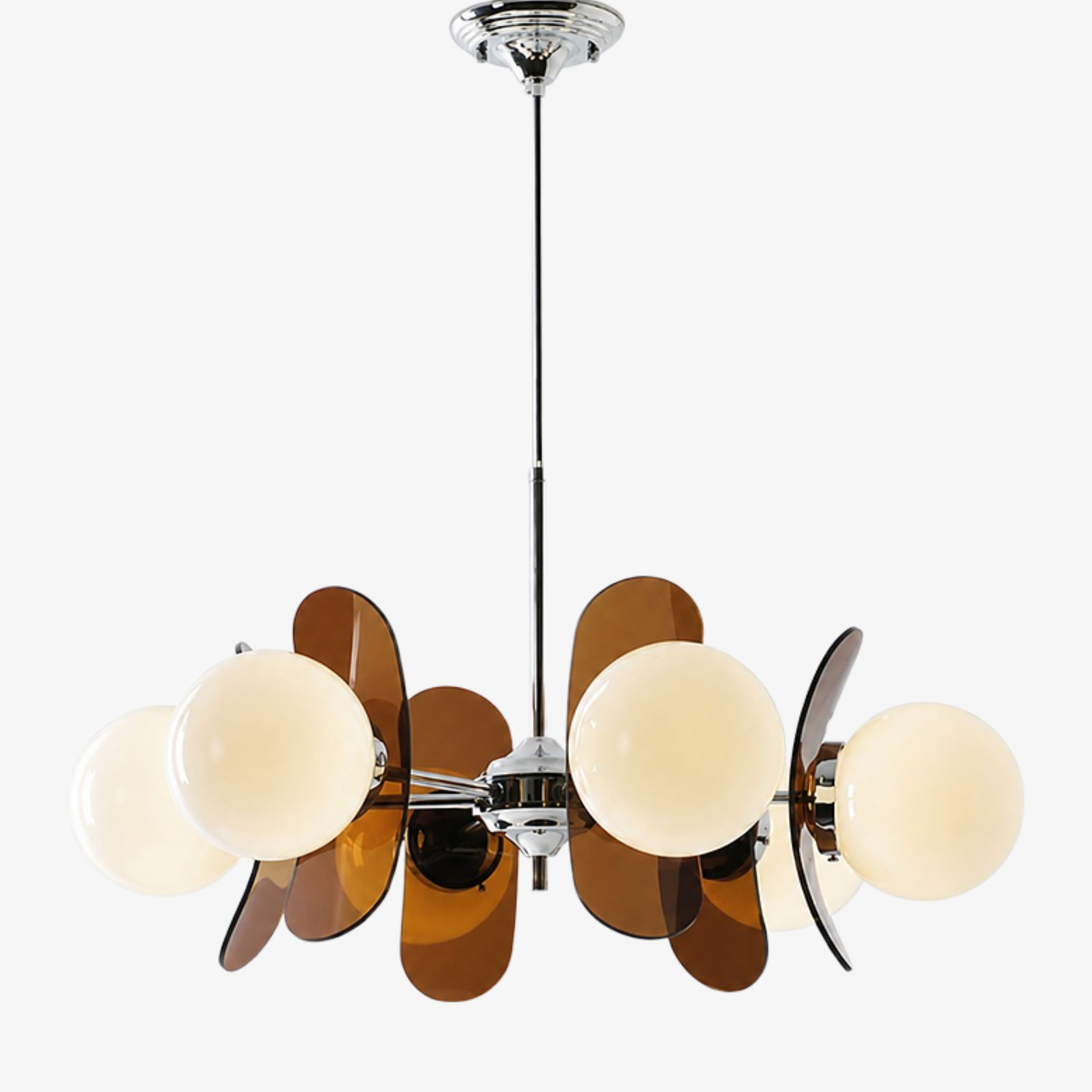 Luma six-head Amber acrylic petal chandelier