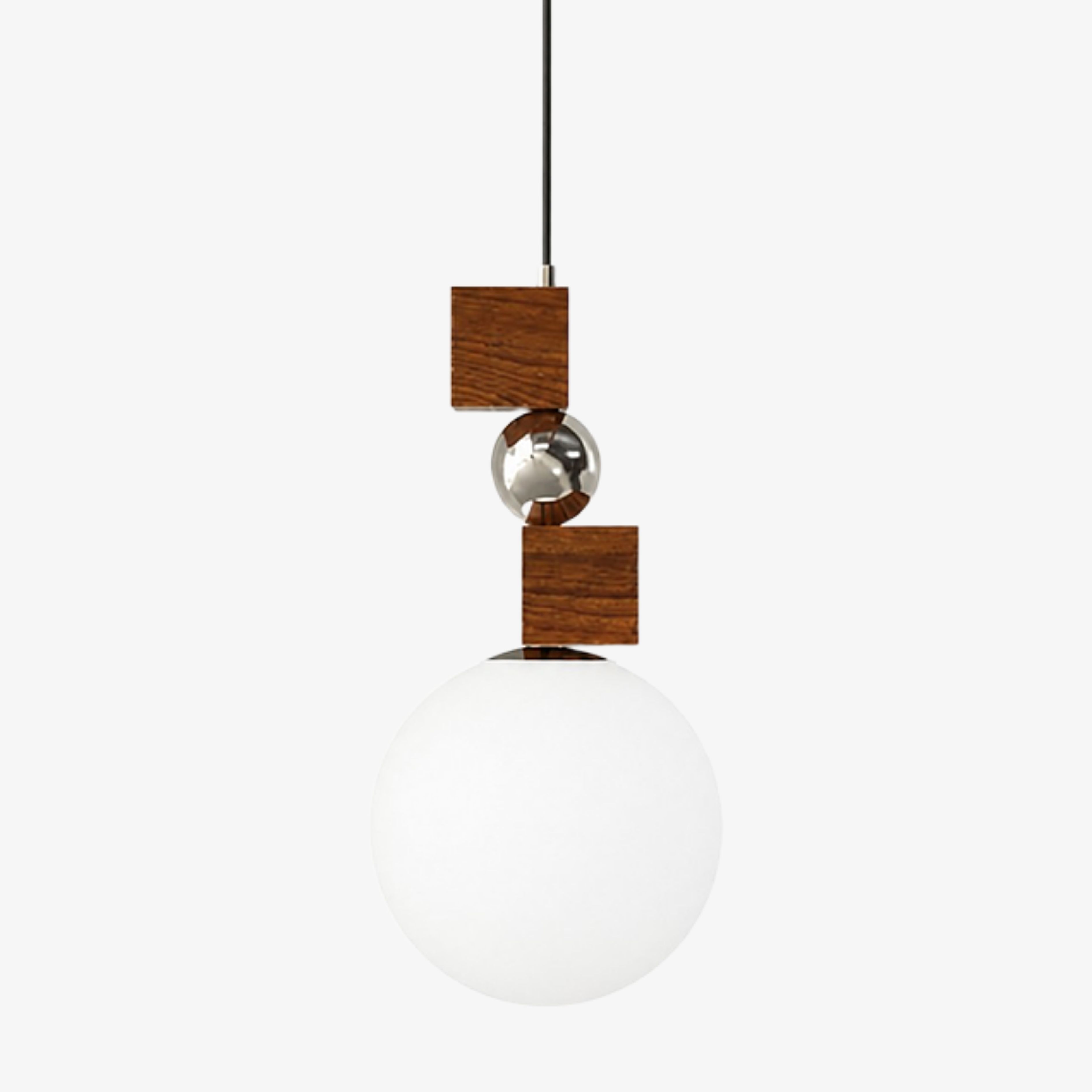 Luma stacked geometric pendant light in Walnut