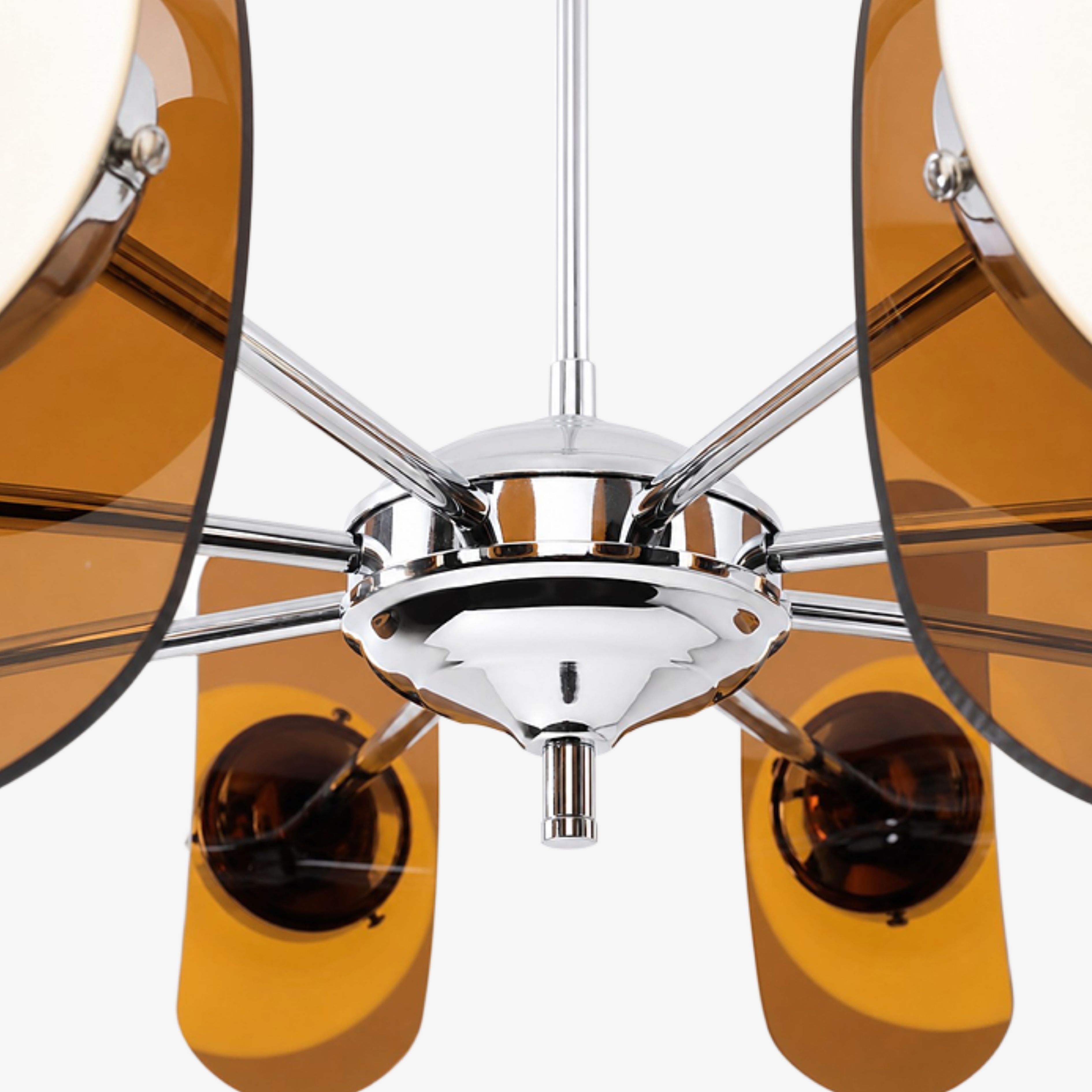 Metal chandelier hub and arm detail