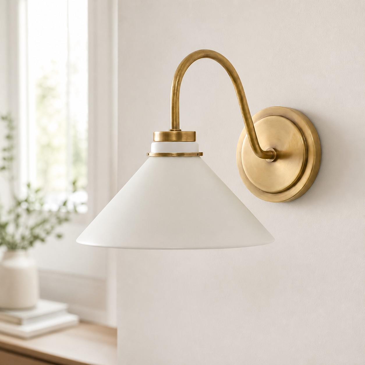 Gooseneck Arm / Champagne Bronze Metal / Ivory Metal