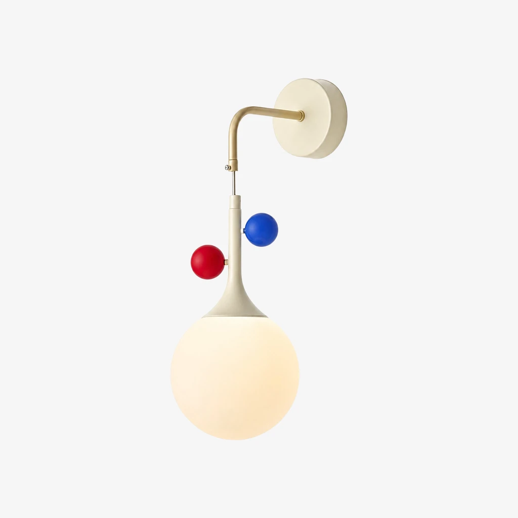 Luma orbit-disc globe wall sconce Shade A in Cream