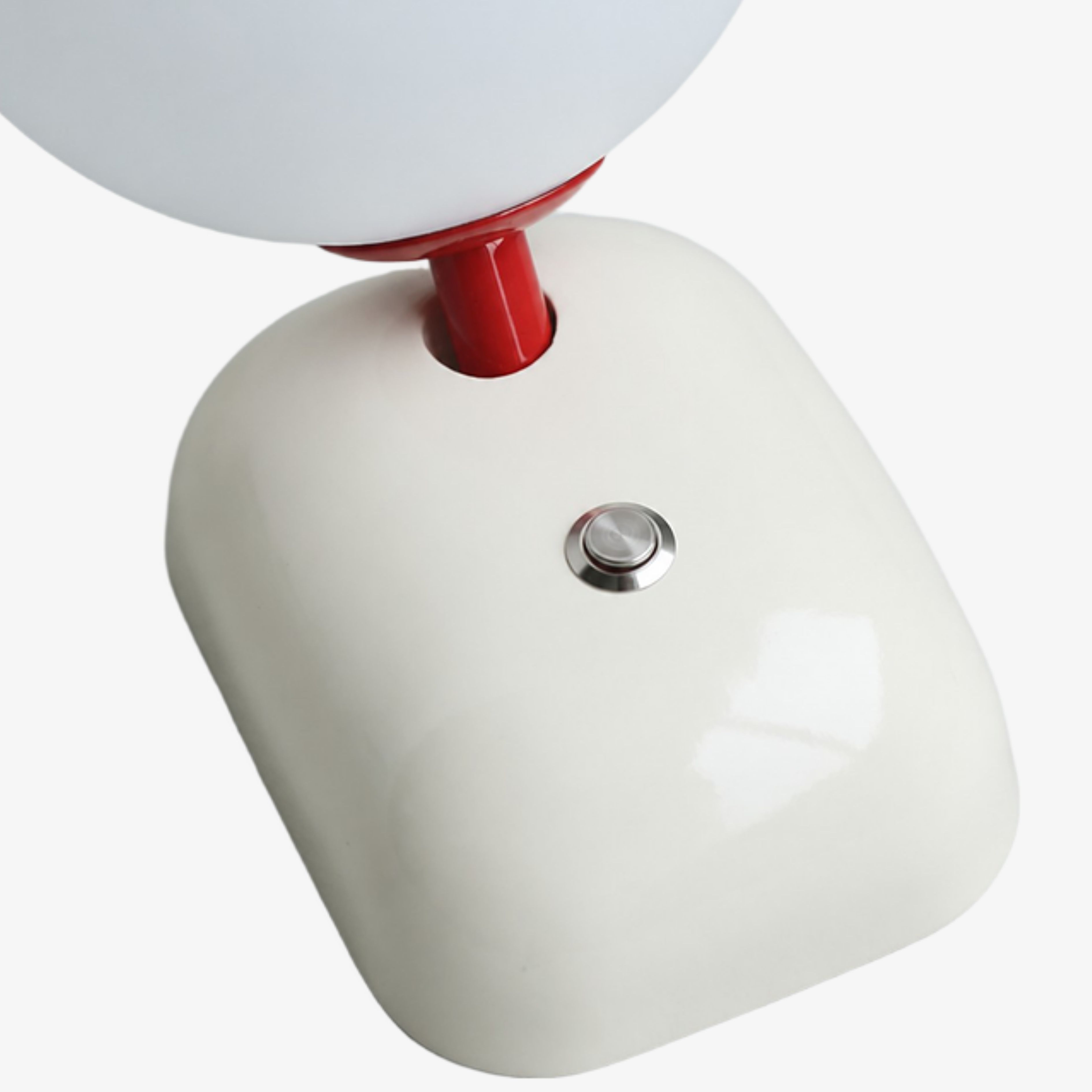 Cream White compact wall sconce housing and switch detail