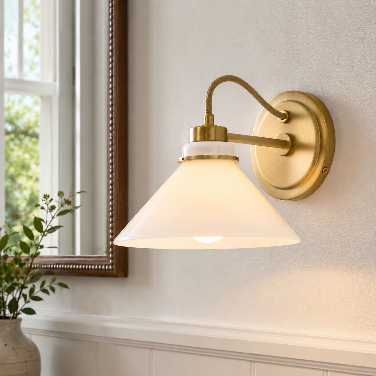 Rope Arm / Champagne Bronze Metal / Milk Glass