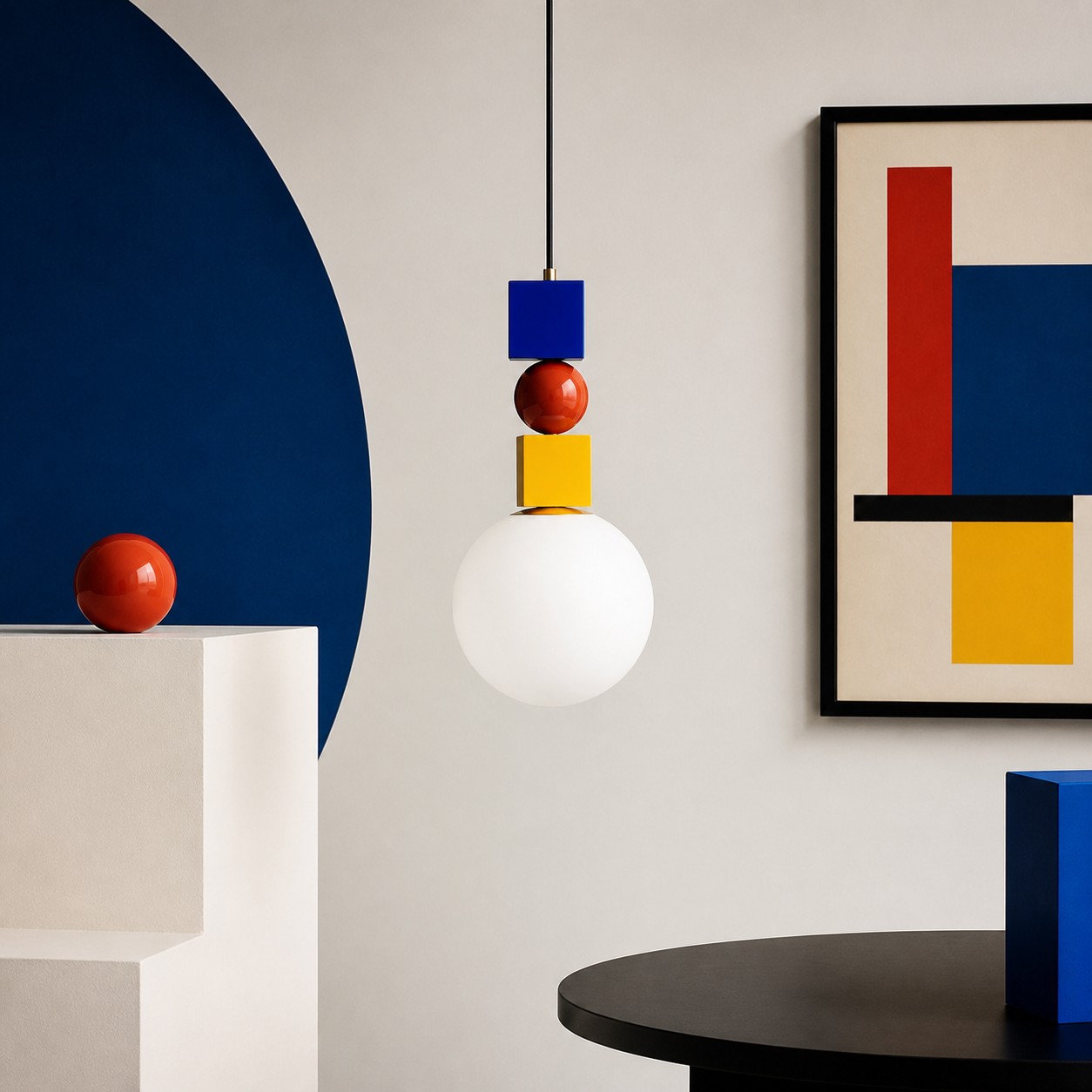 Luma Multicolor geometric pendant light in a modern gallery interior