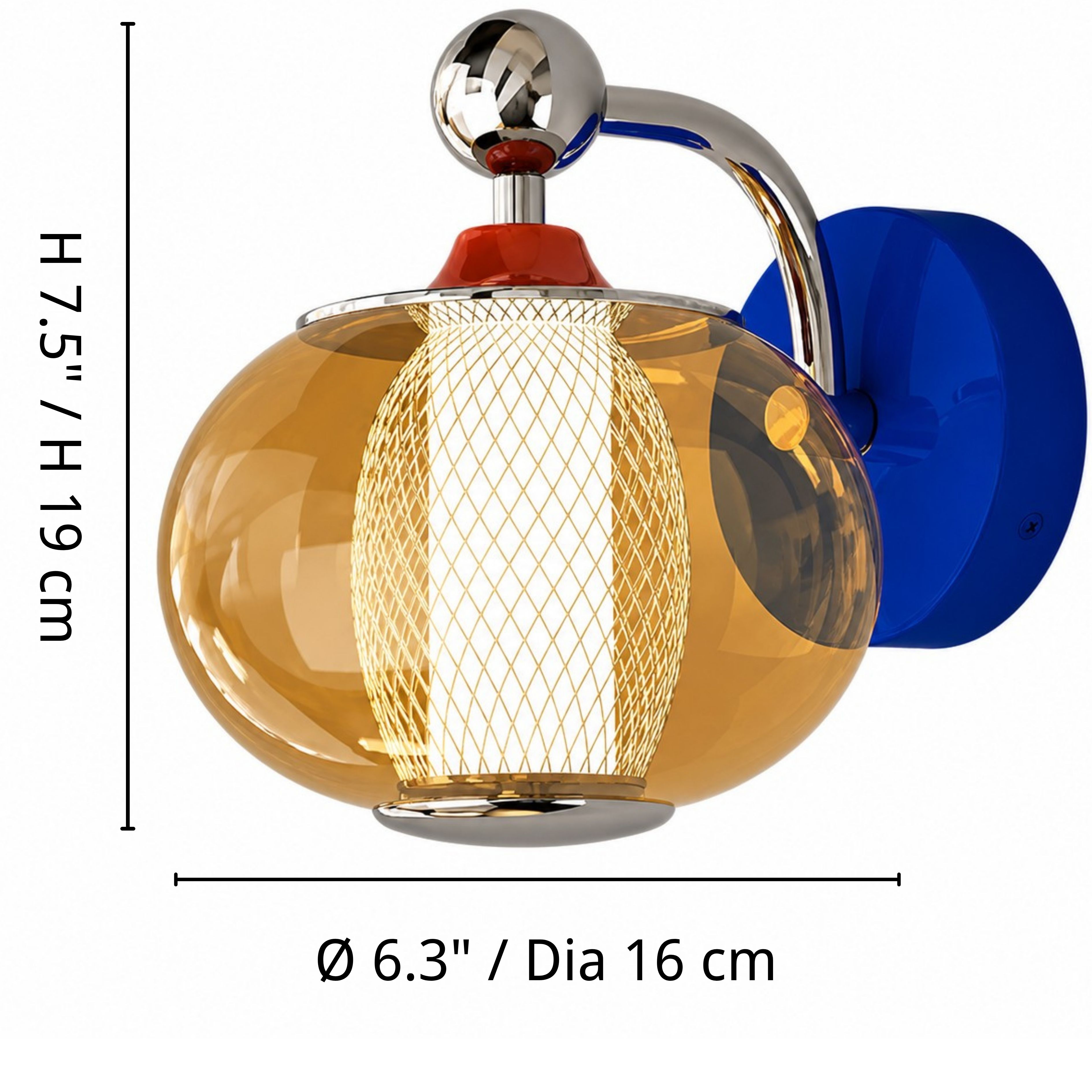 Orbit Style A dimensions: diameter 16 centimeters and height 19 centimeters