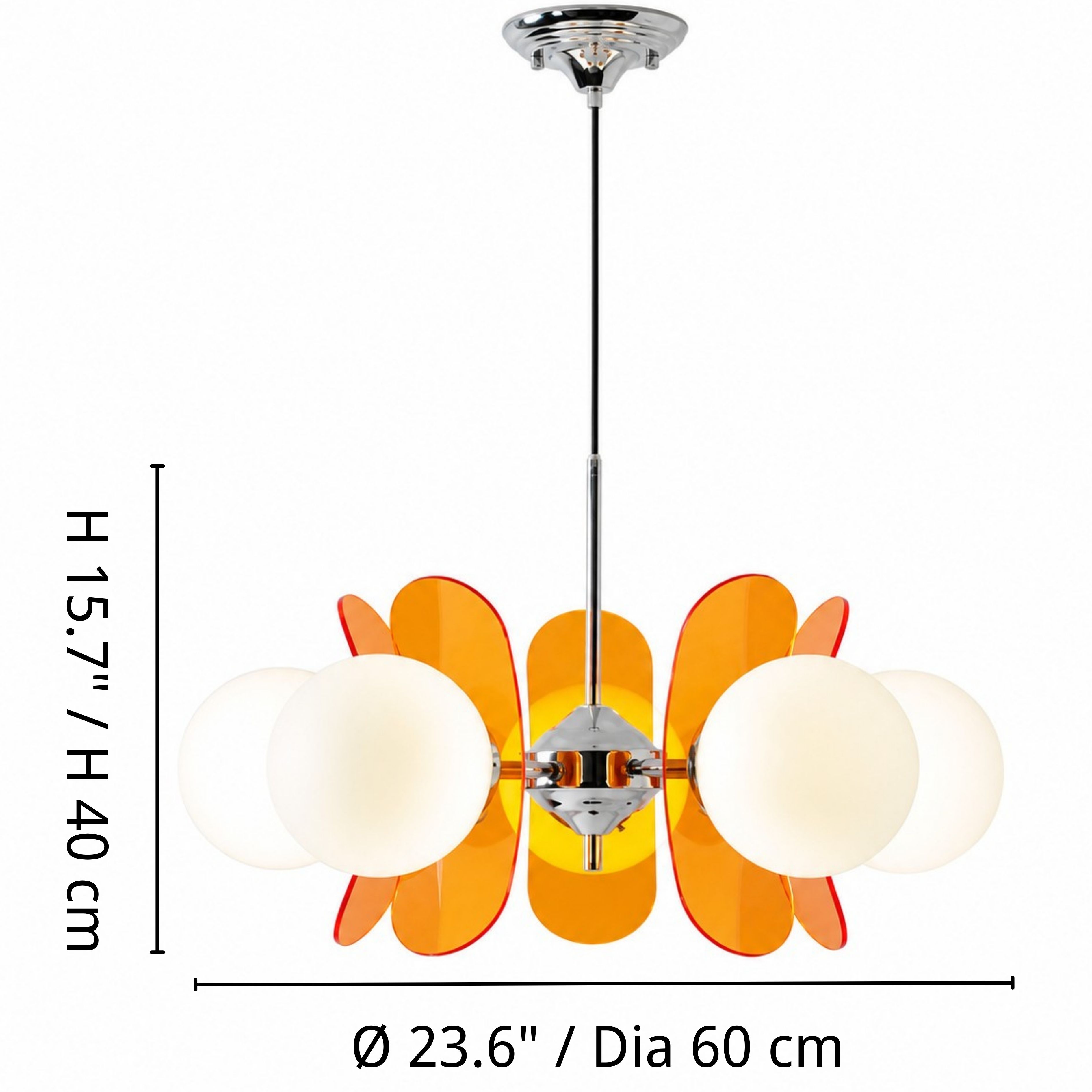 Five-head Luma chandelier dimensions: diameter 60 centimeters and height 40 centimeters