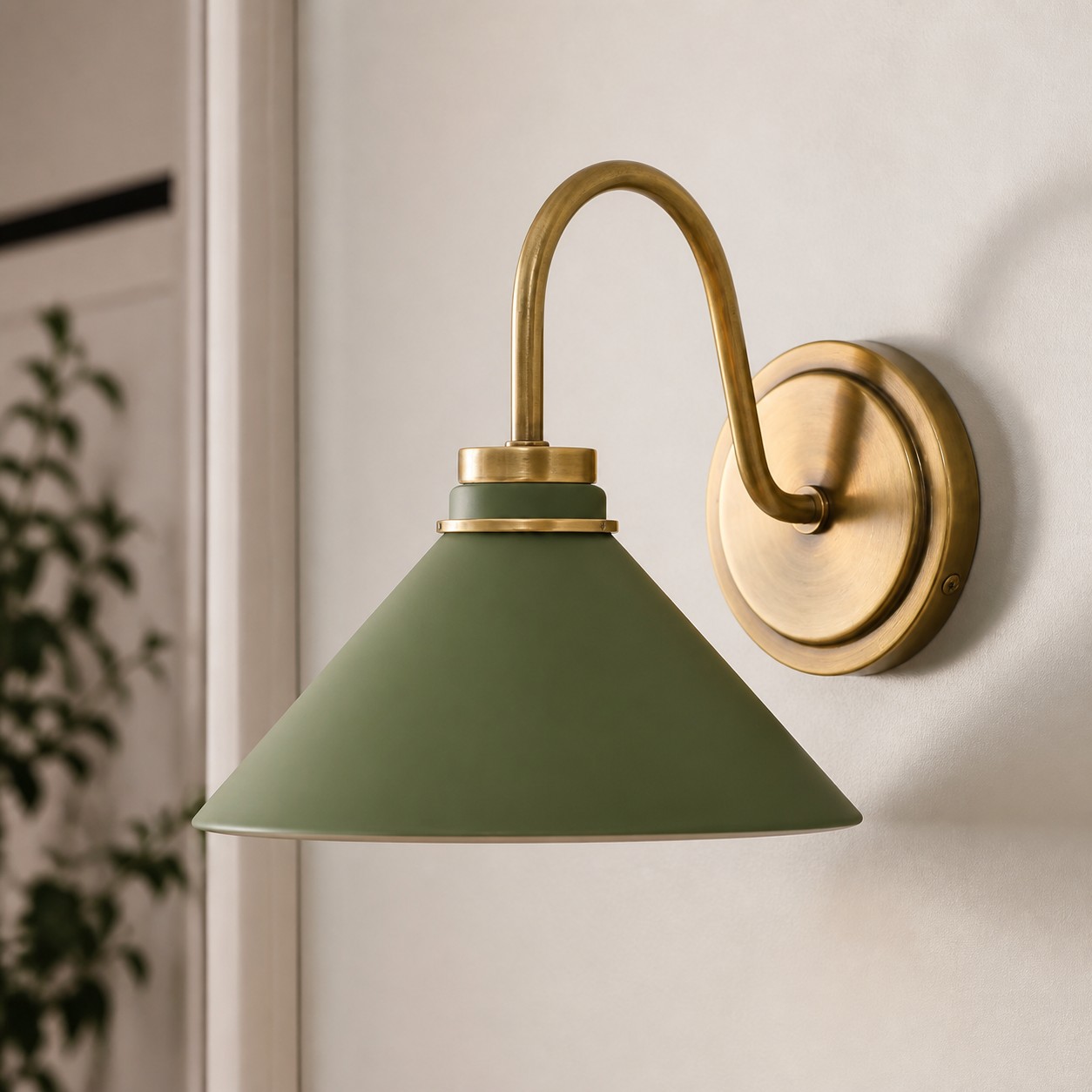Gooseneck Arm / Champagne Bronze Metal / Coated Dark Olive