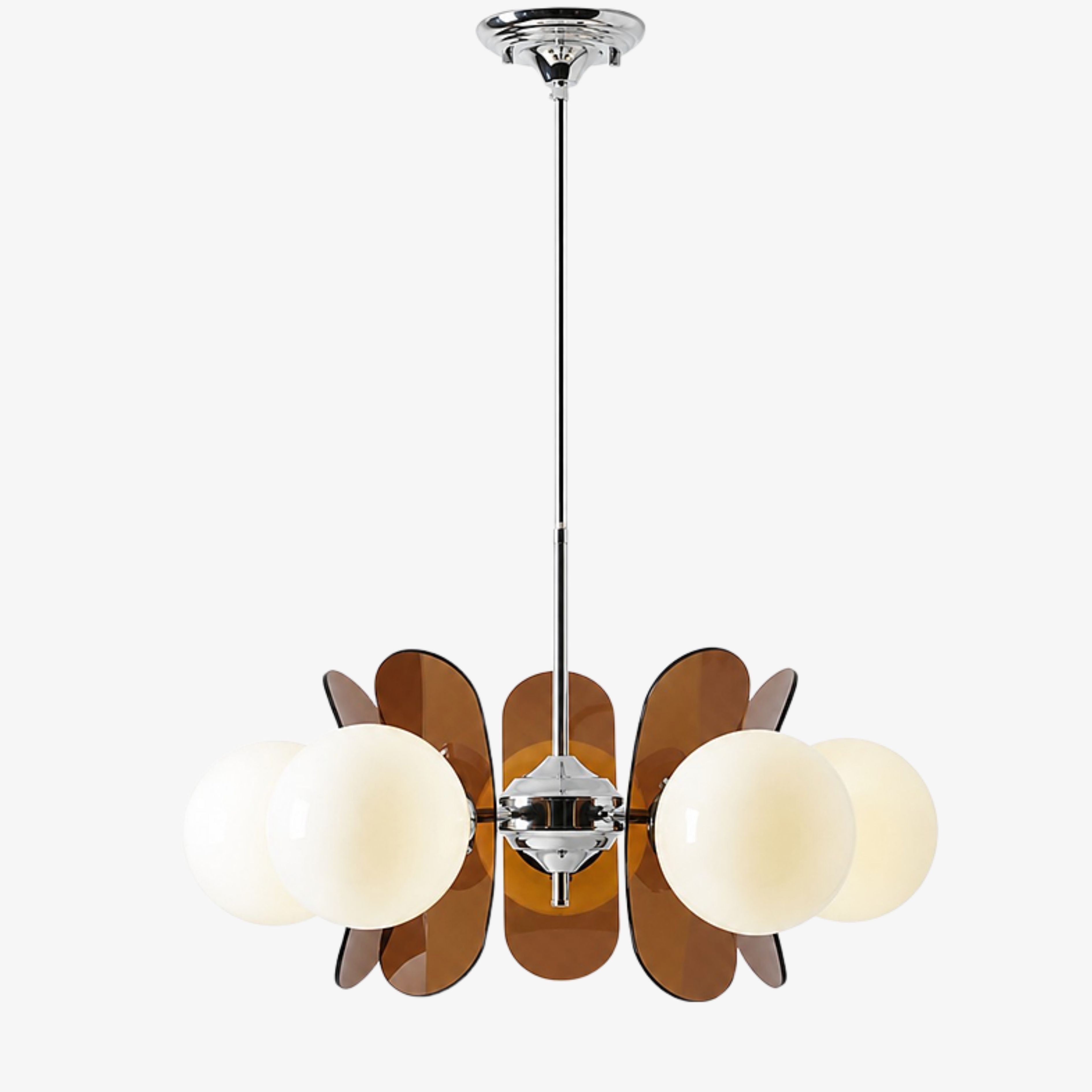 Luma five-head Amber acrylic petal chandelier
