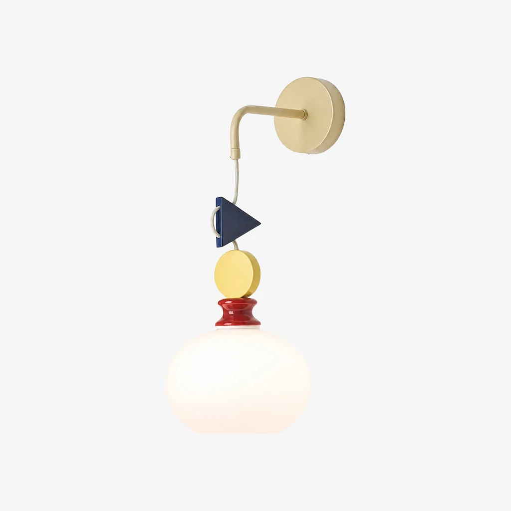 Luma suspended geometry wall sconce Shade C in Cream White
