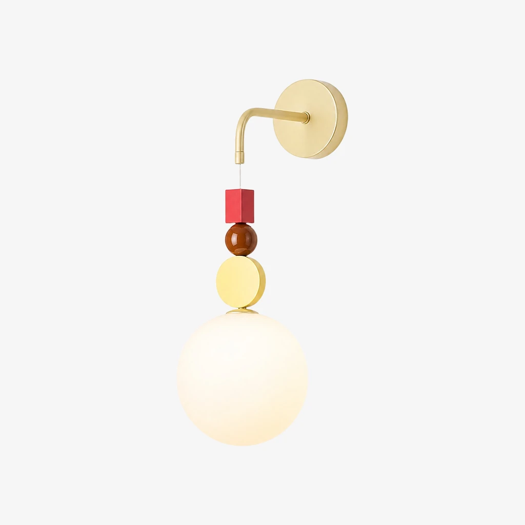 Luma suspended geometry wall sconce Shade A in Cream White