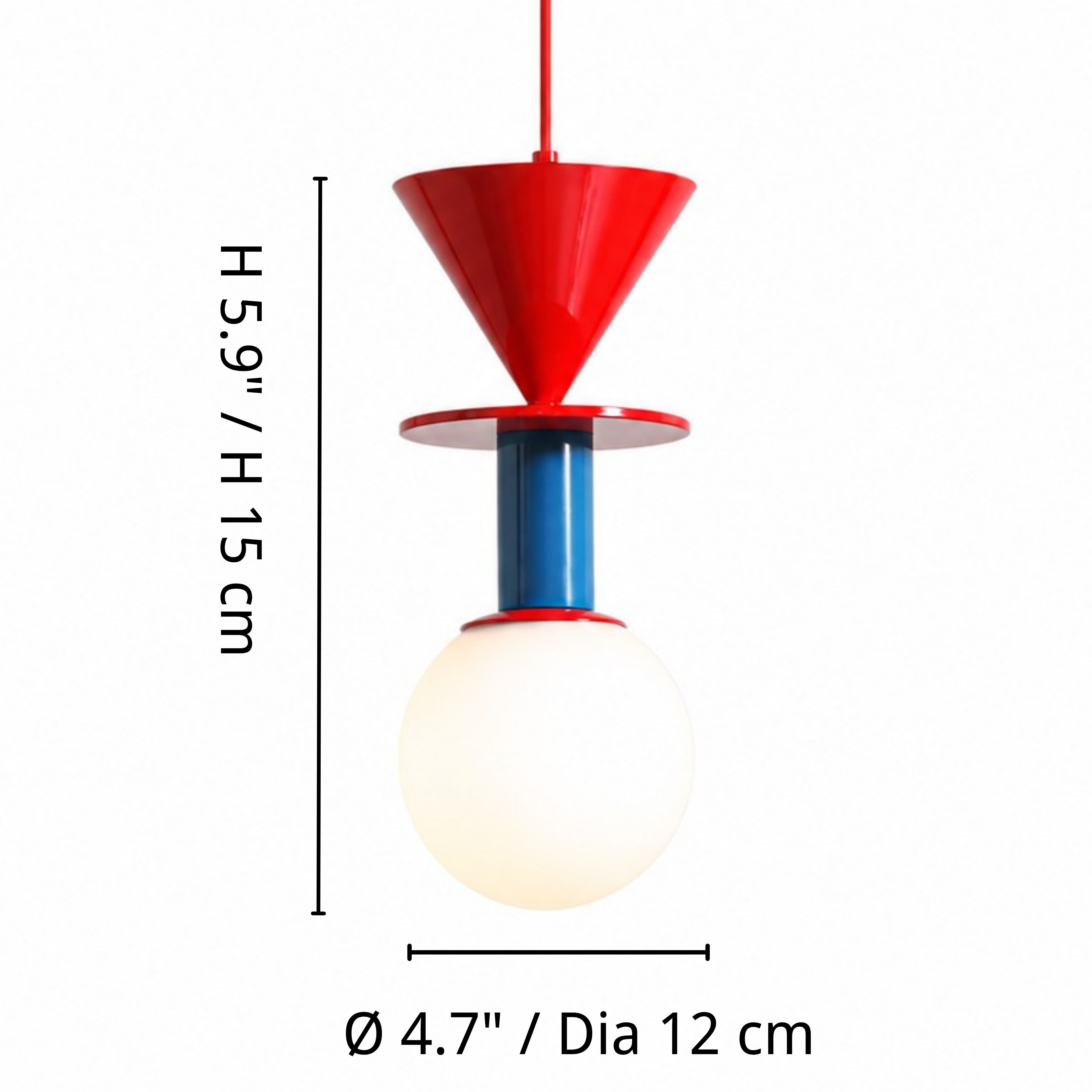 Luma pendant light dimensions: diameter 4.7 inches or 12 centimeters and height 5.9 inches or 15 centimeters