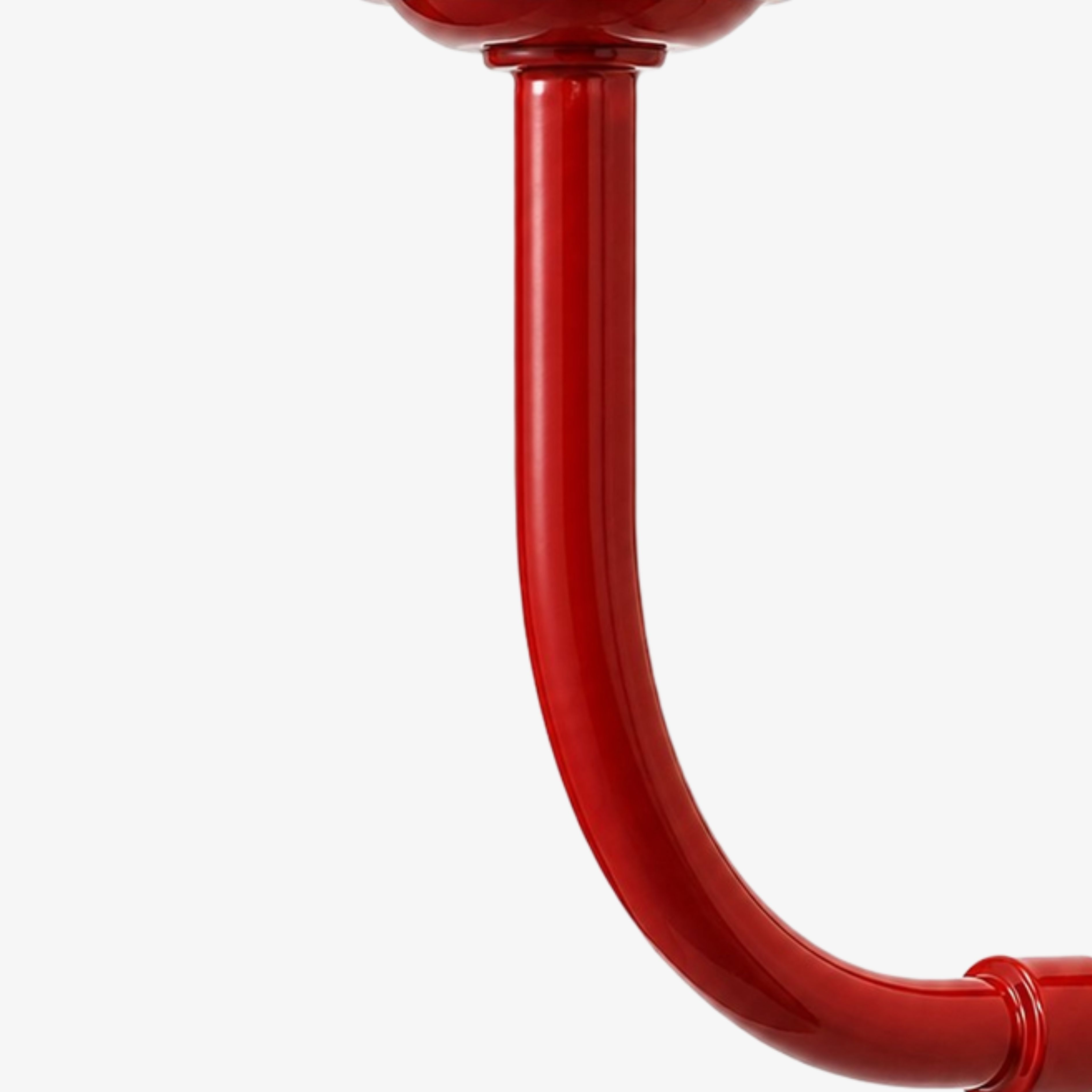 Red curved metal arm detail