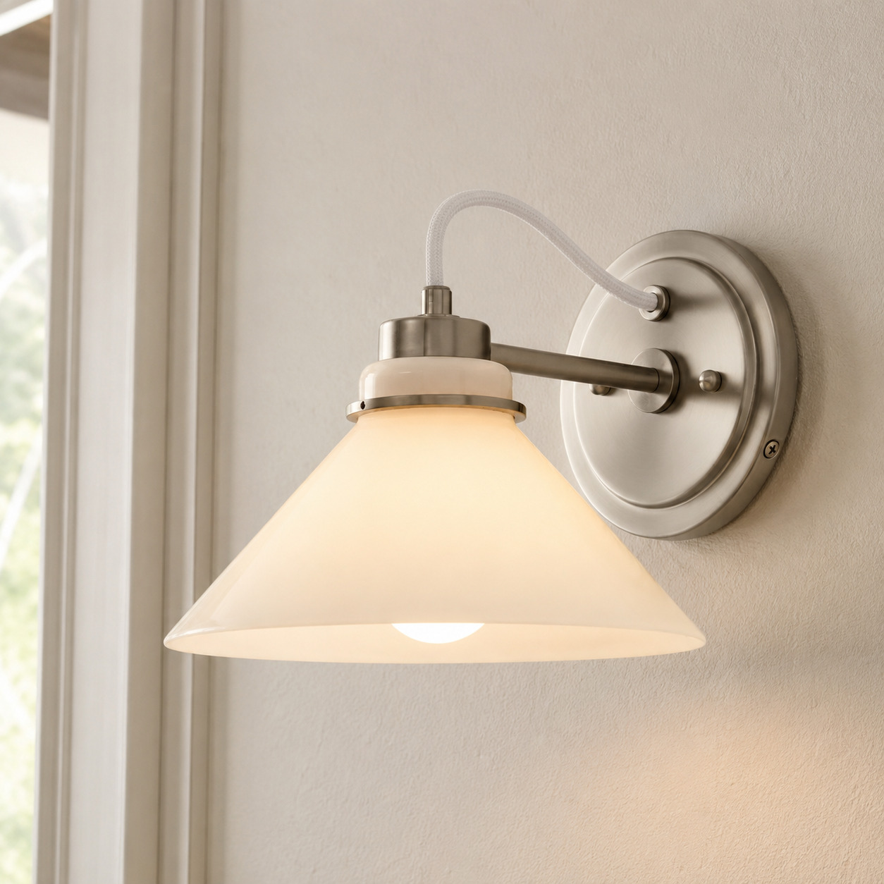 Rope Arm / Matte Nickel / Milk Glass