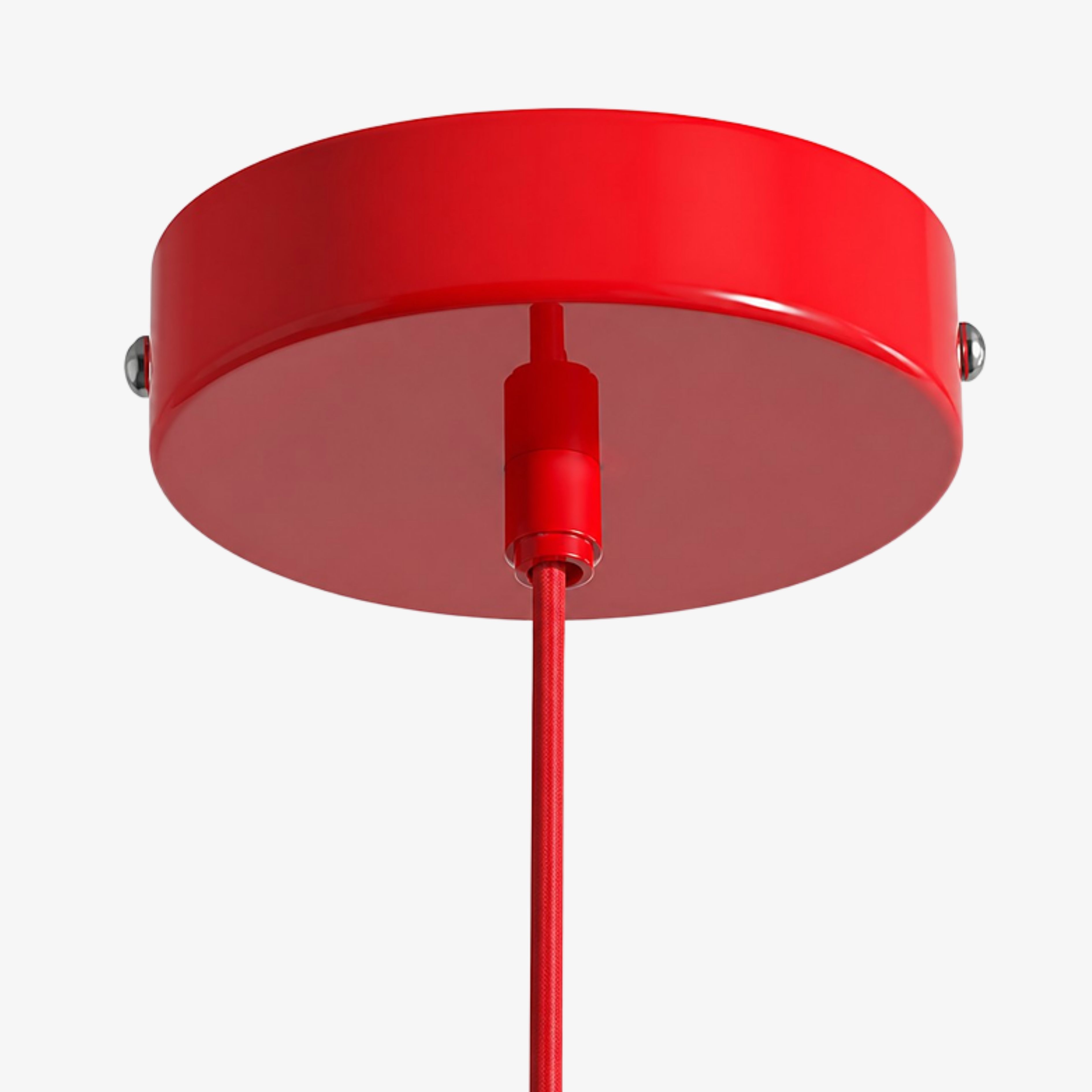 Red ceiling canopy and matching cord detail