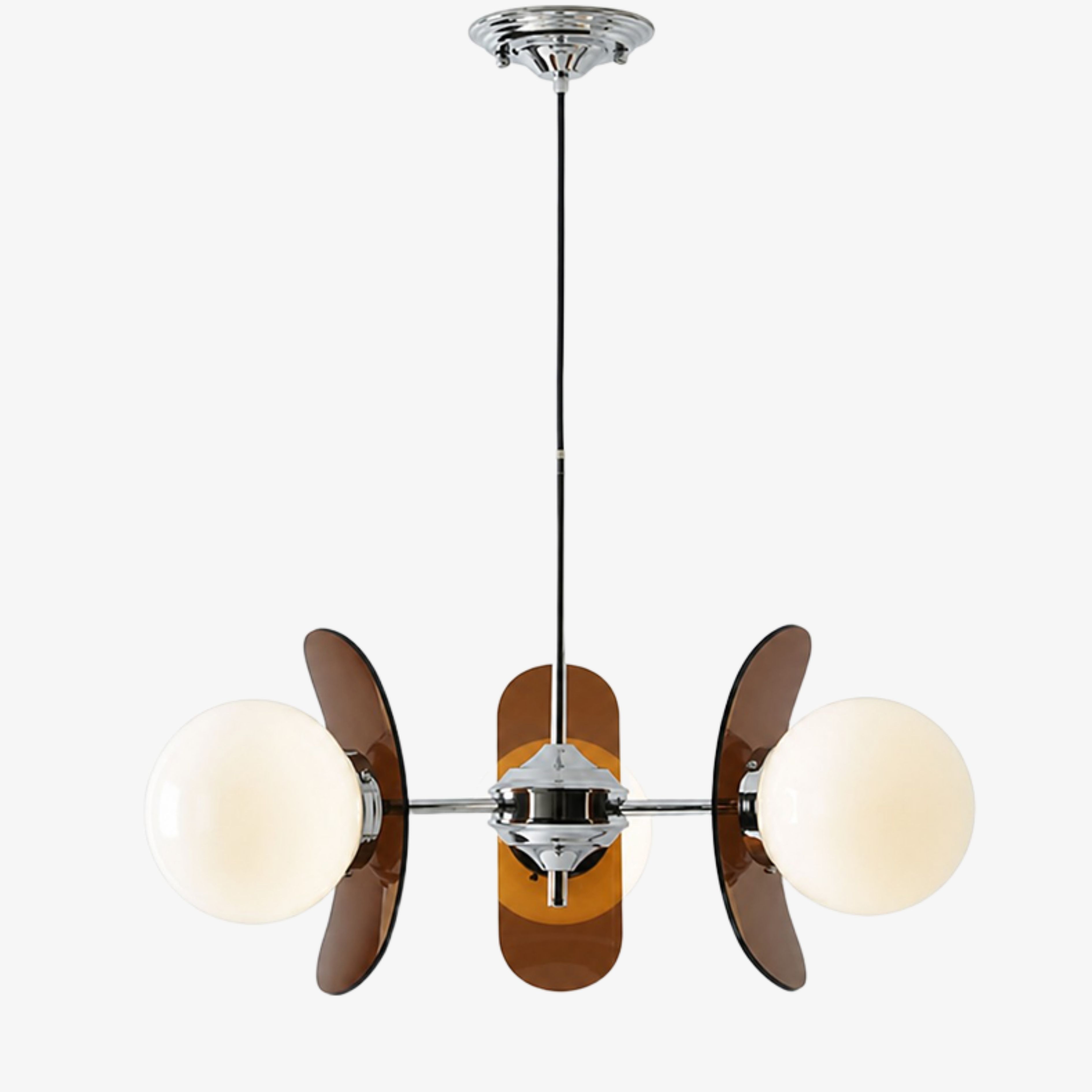 Luma three-head Amber acrylic petal chandelier