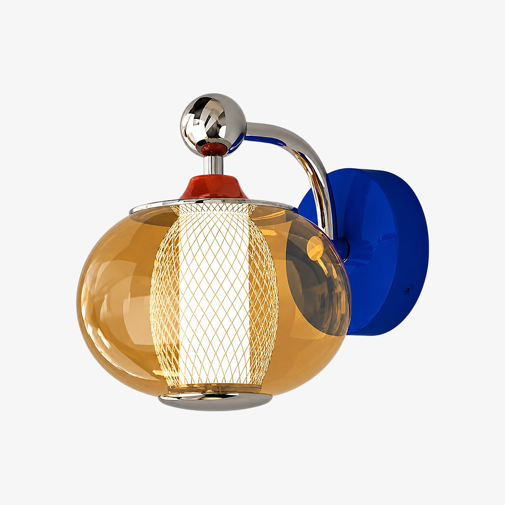 Orbit Style A Multicolor mesh globe wall sconce