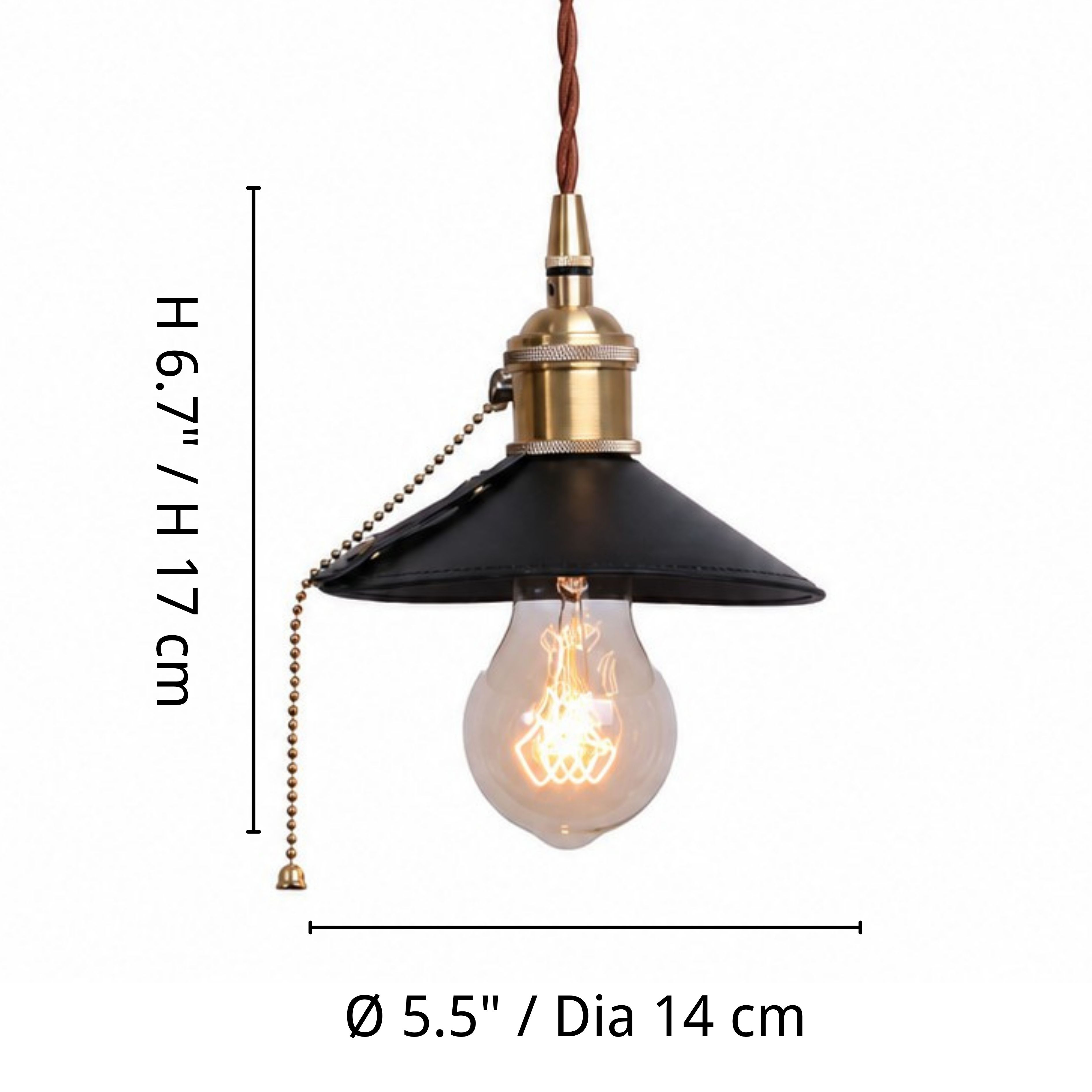 Pendant shade dimensions: 14 cm diameter and 17 cm high