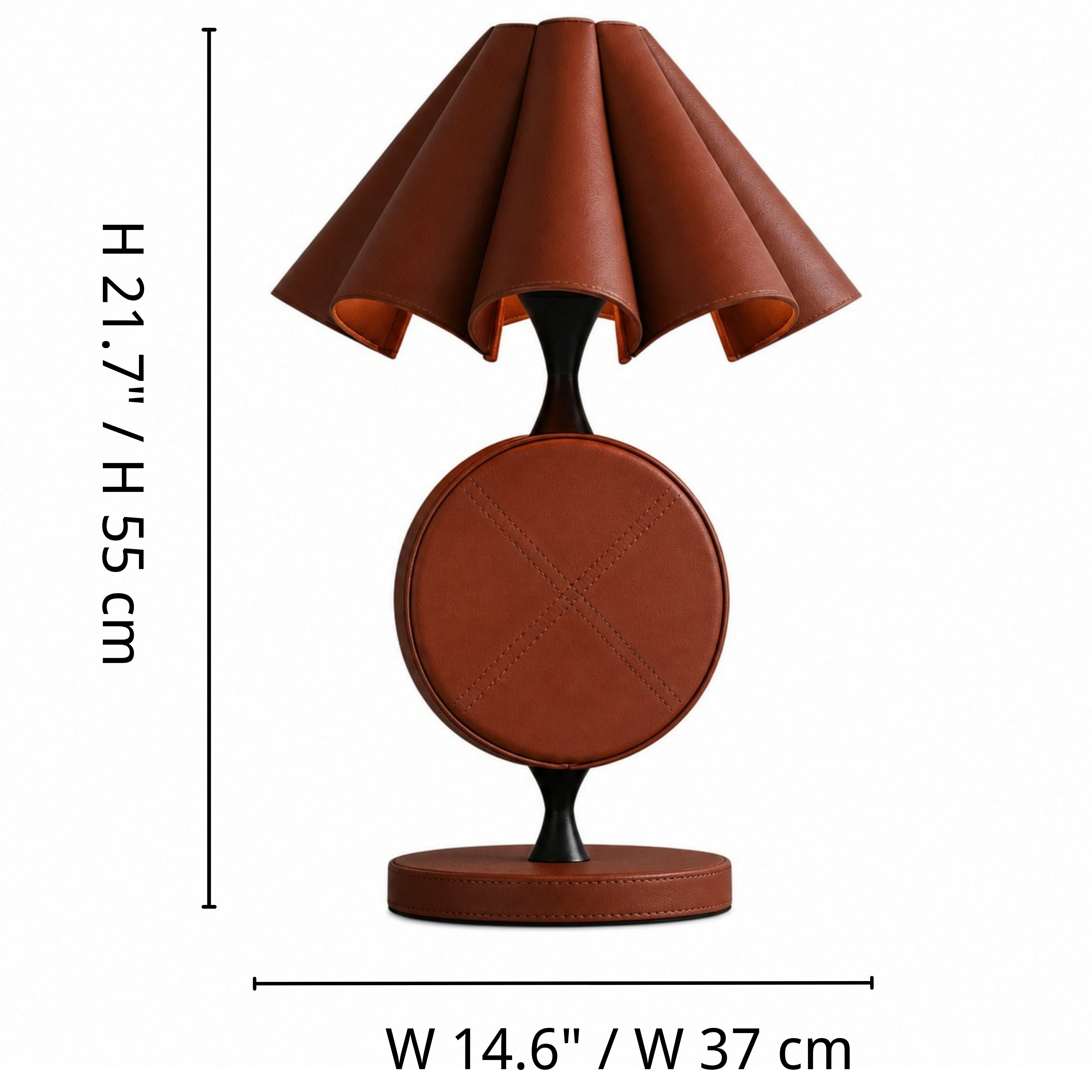 Table lamp dimensions: 37 cm wide and 55 cm high