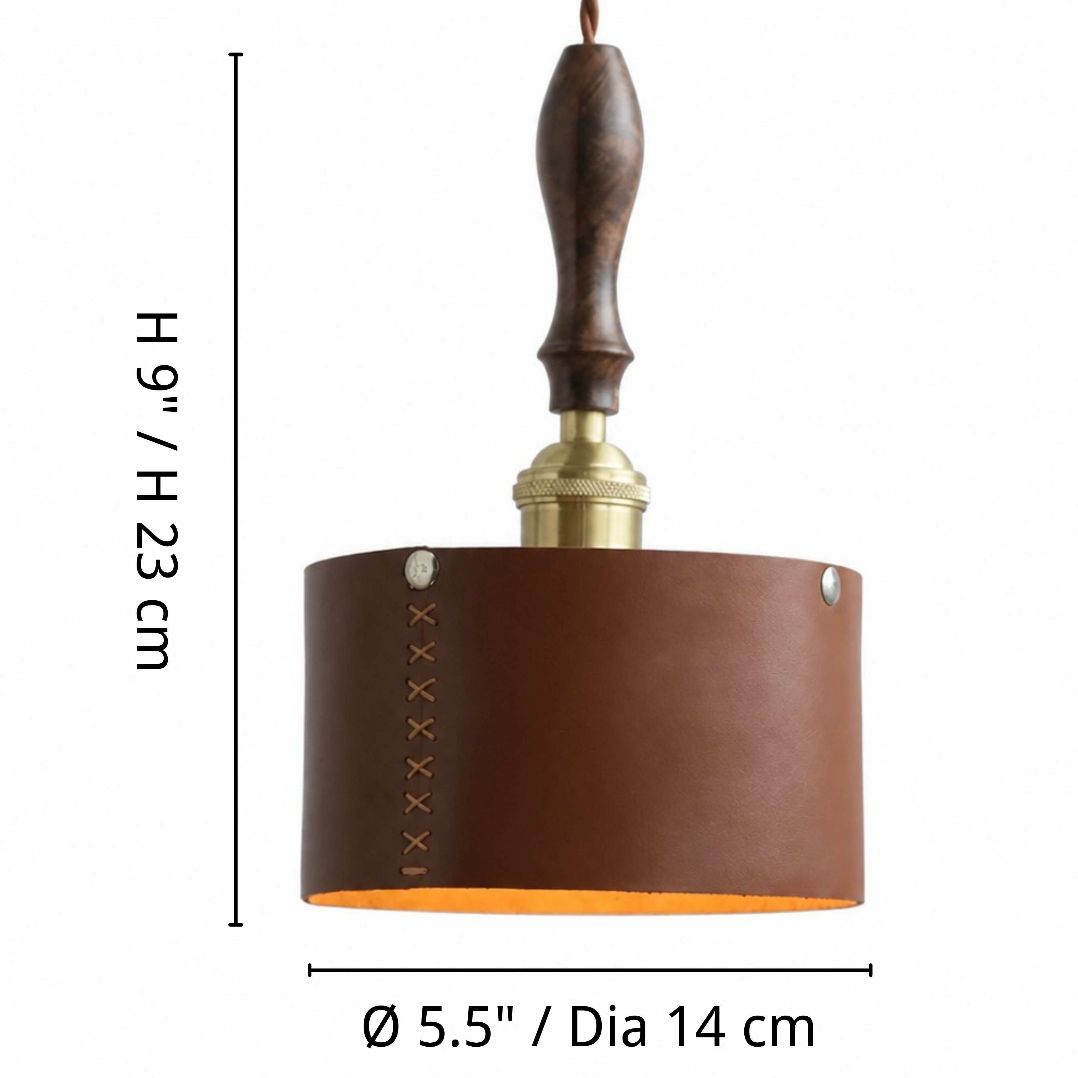 Pendant lamp dimensions: 14 cm diameter and 23 cm high