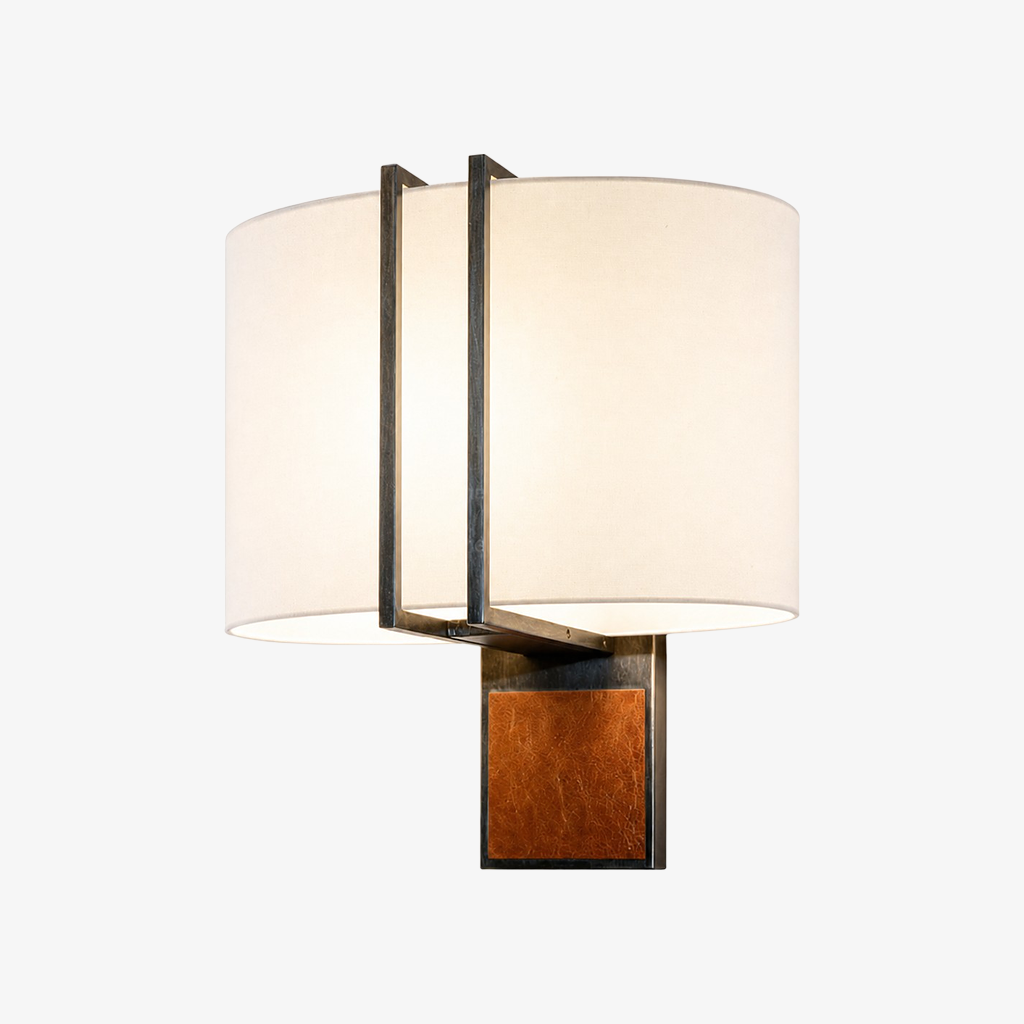 Shade A leather panel fabric wall lamp without switch