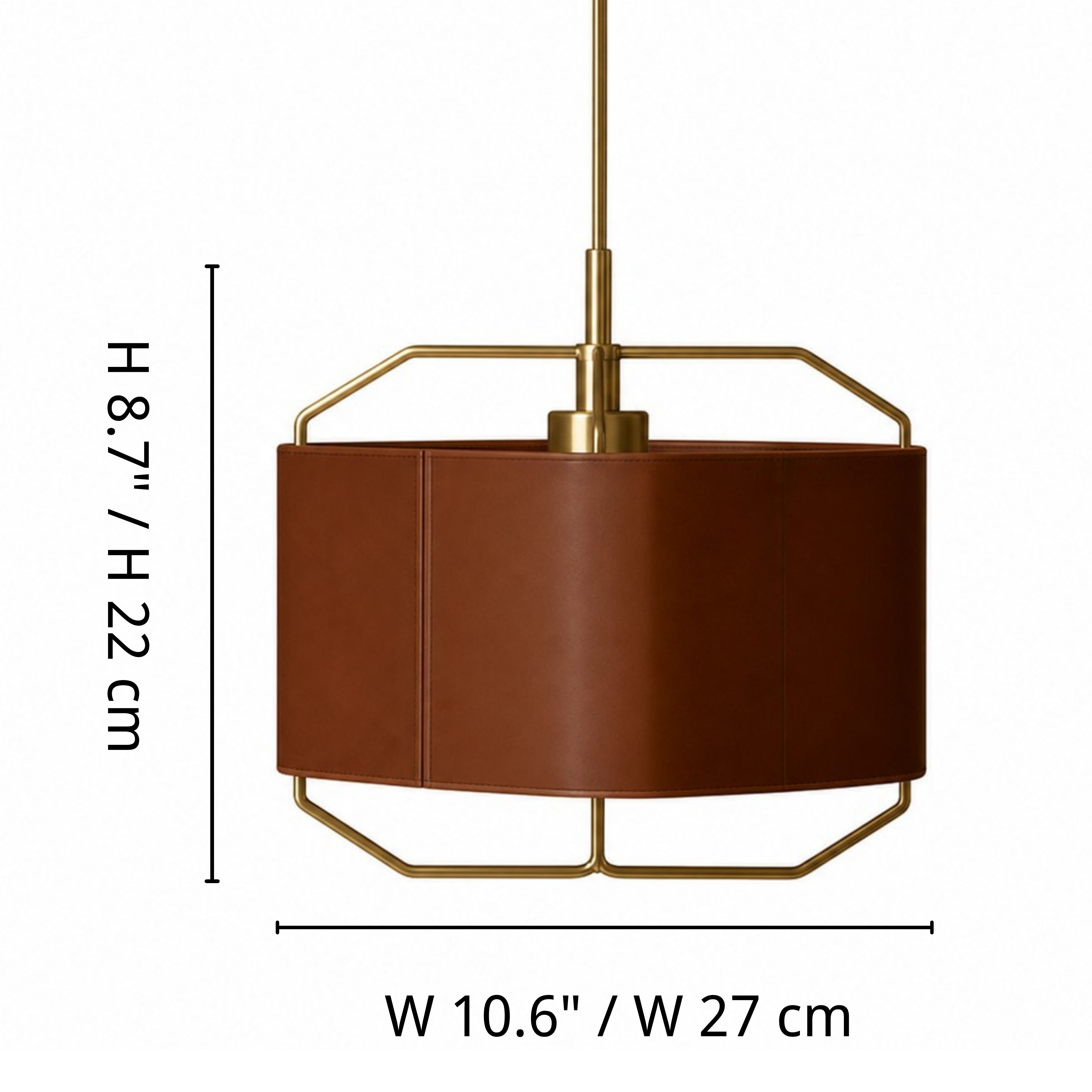 Pendant lamp dimensions: 27 cm wide and 22 cm high