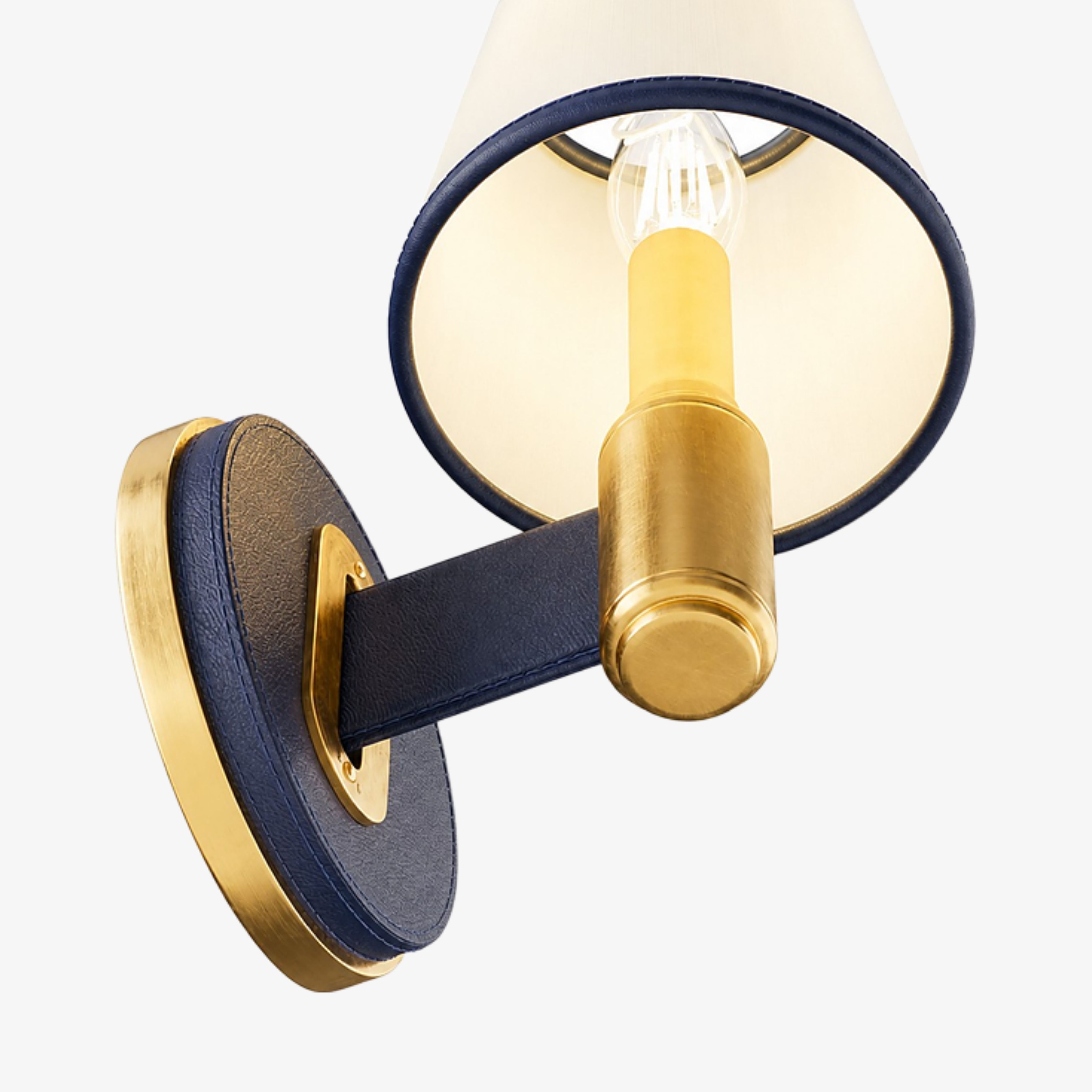 Leather wrapped backplate and brass arm detail