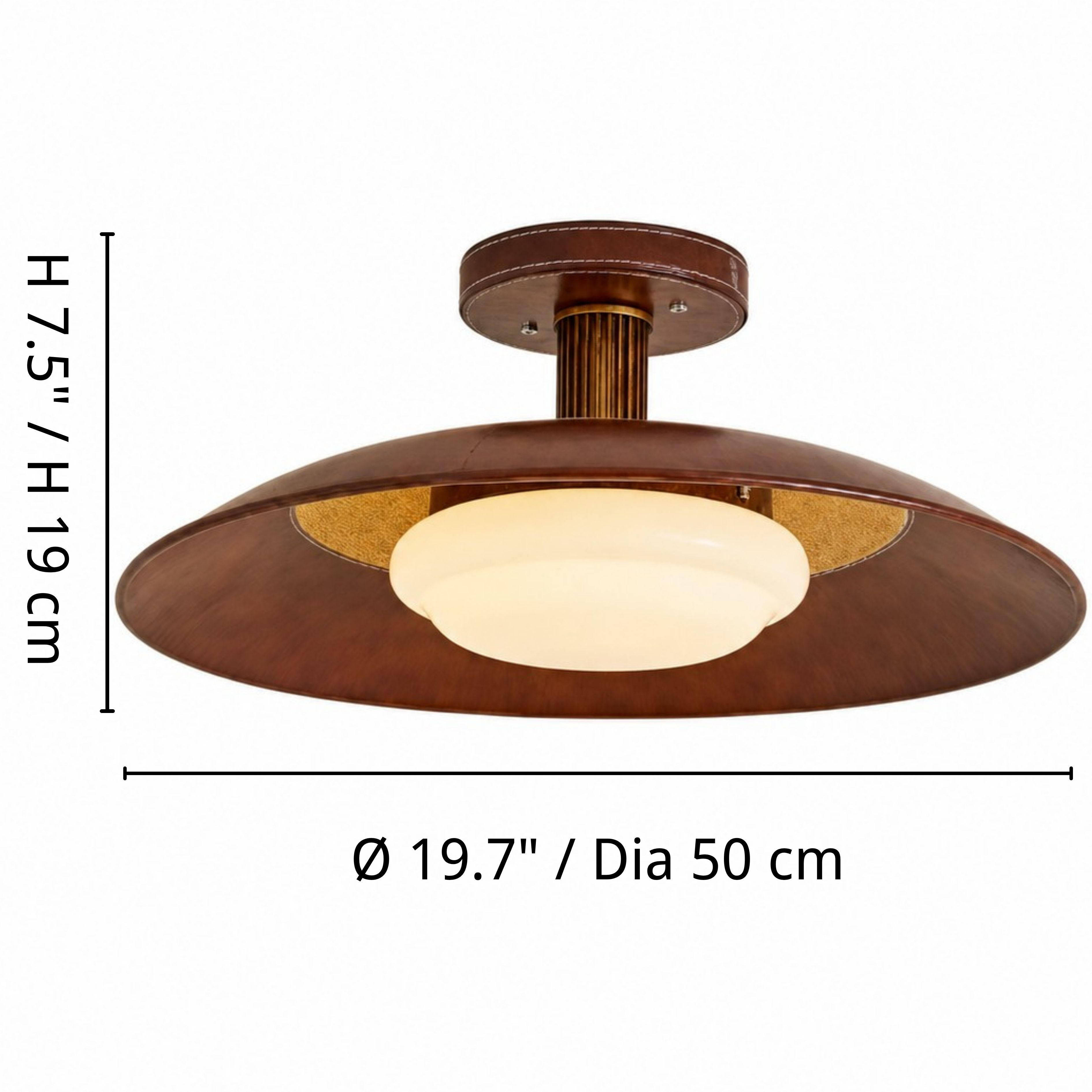 Ceiling lamp dimensions: 50 centimeter diameter and 19 centimeter height