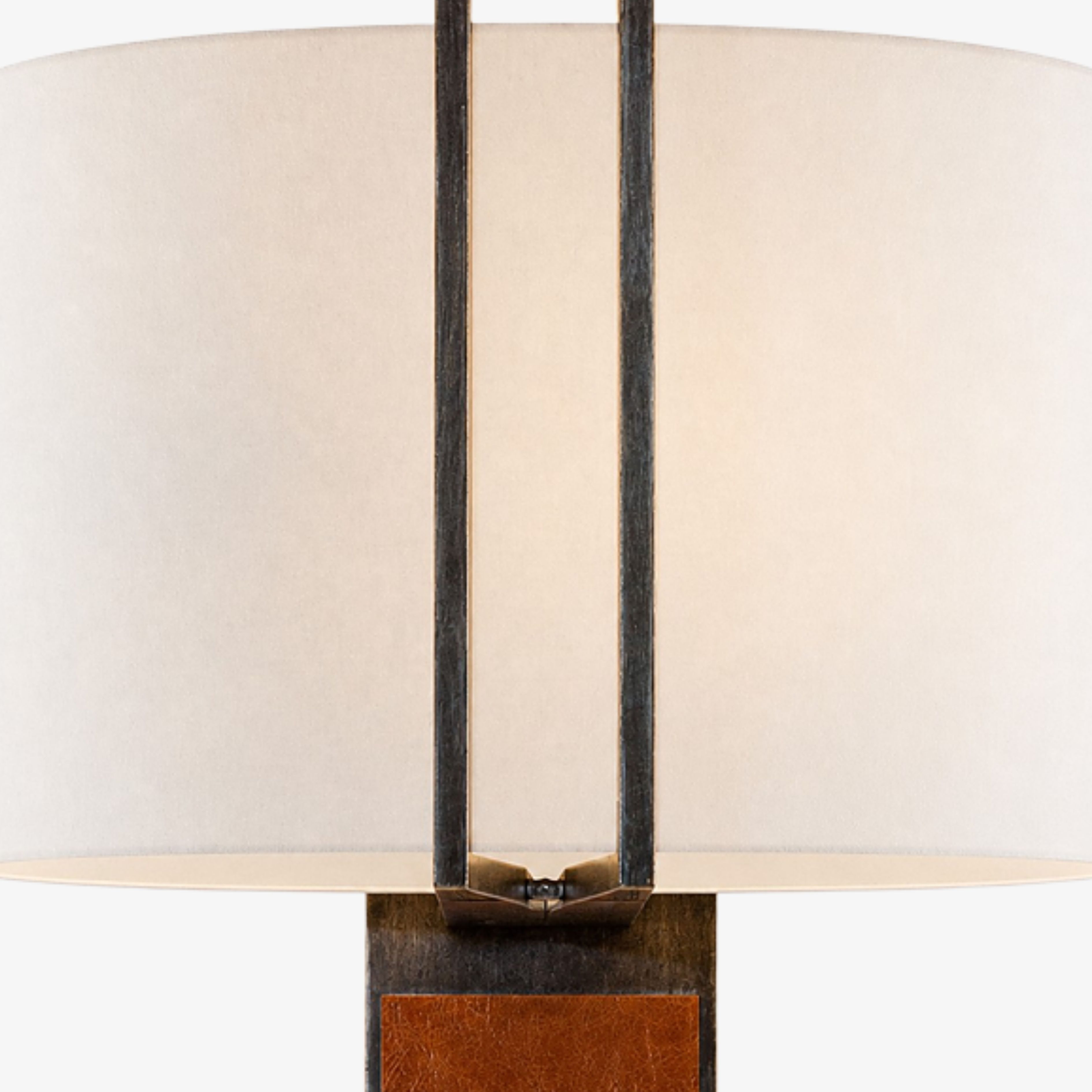 Cream fabric shade and metal frame detail