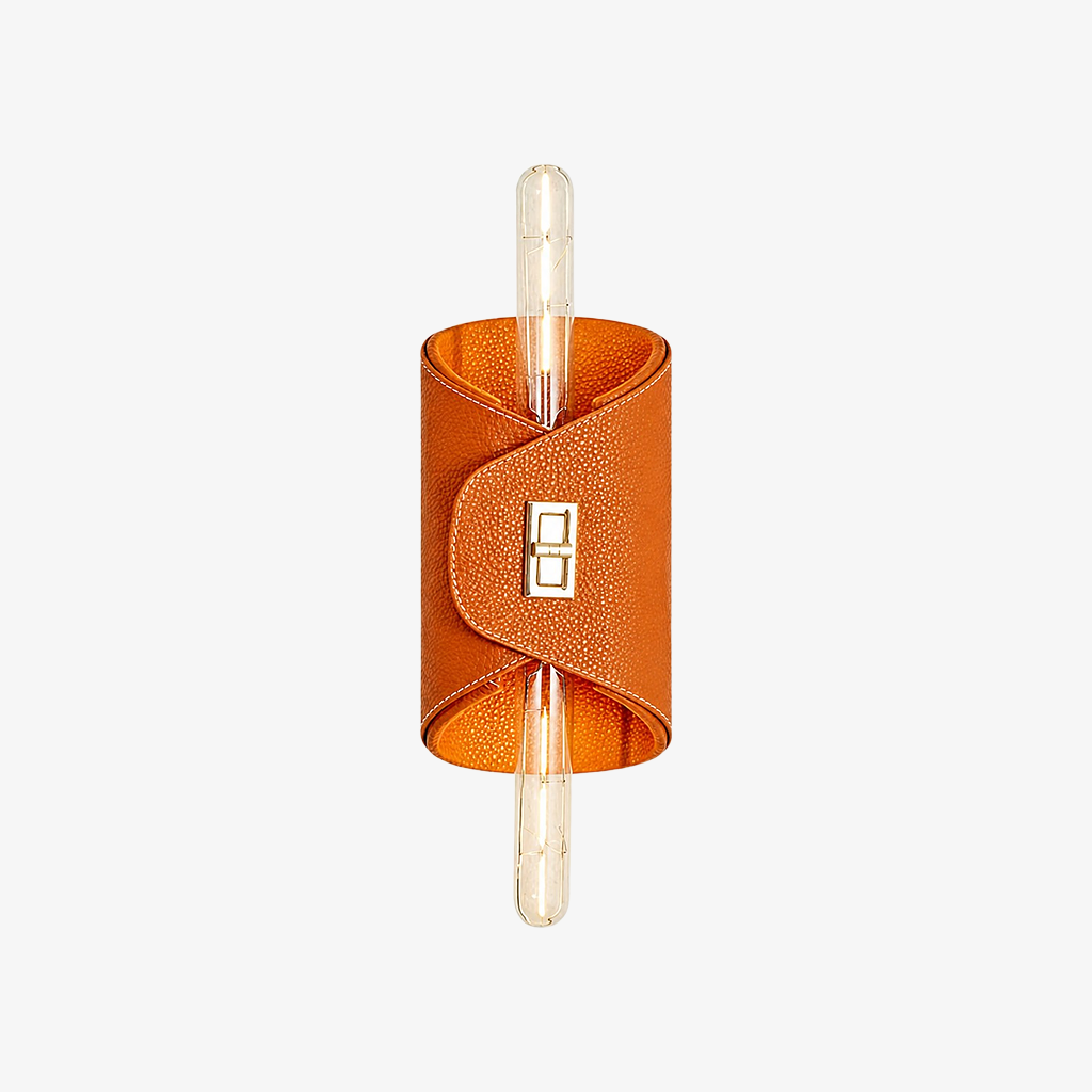 Orange wrapped leather wall lamp