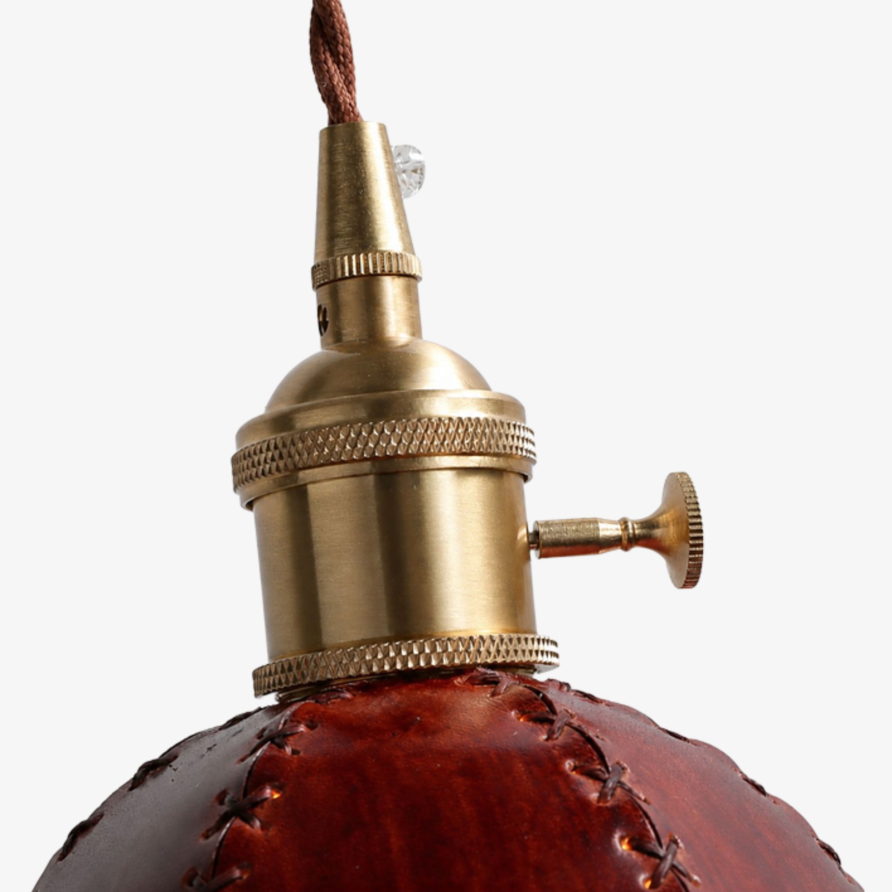 Antique brass socket on the hand-stitched petal pendant lamp