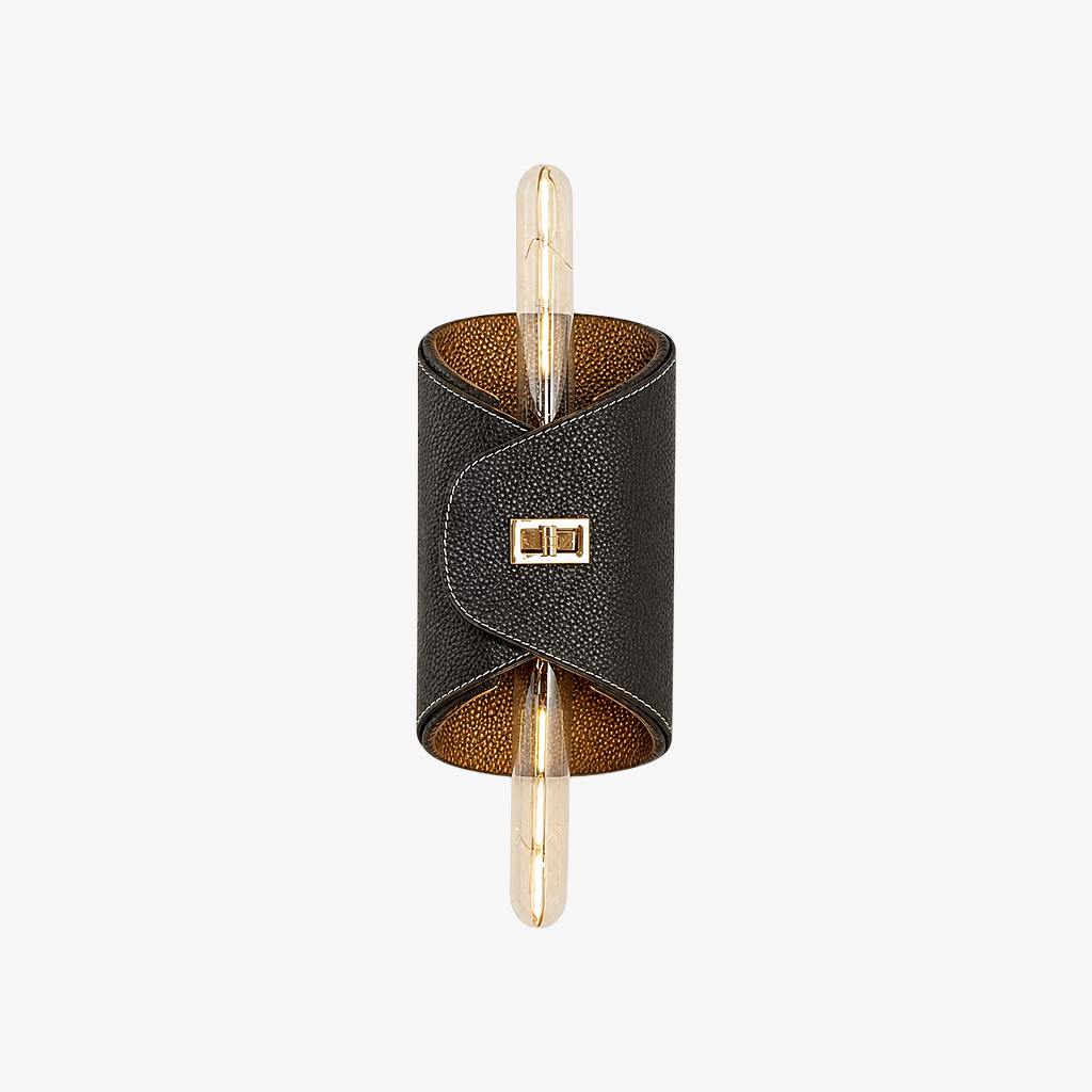 Black wrapped leather wall lamp