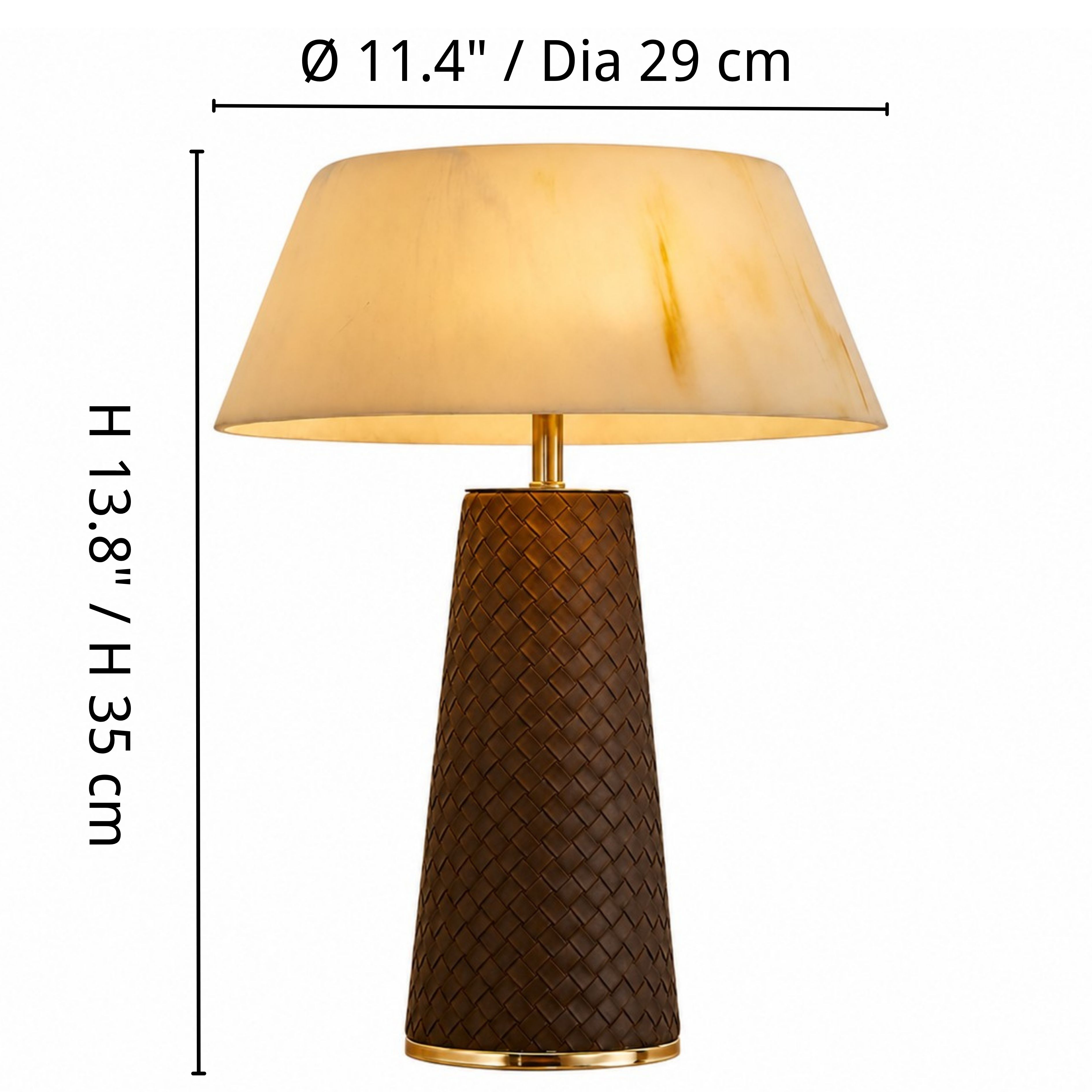 Table lamp dimensions: 29 cm diameter and 35 cm height