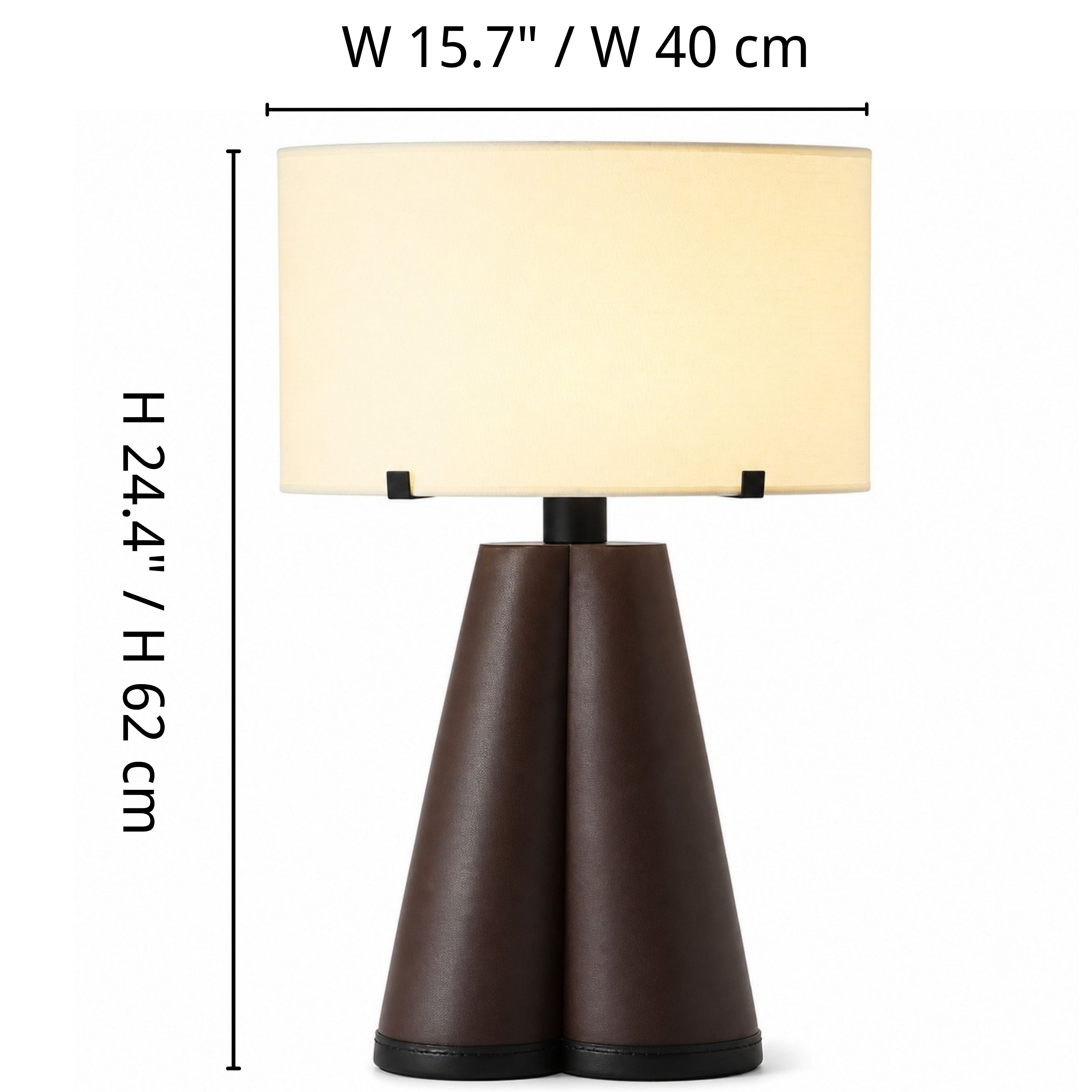 Table lamp dimensions: 40 cm wide and 62 cm high