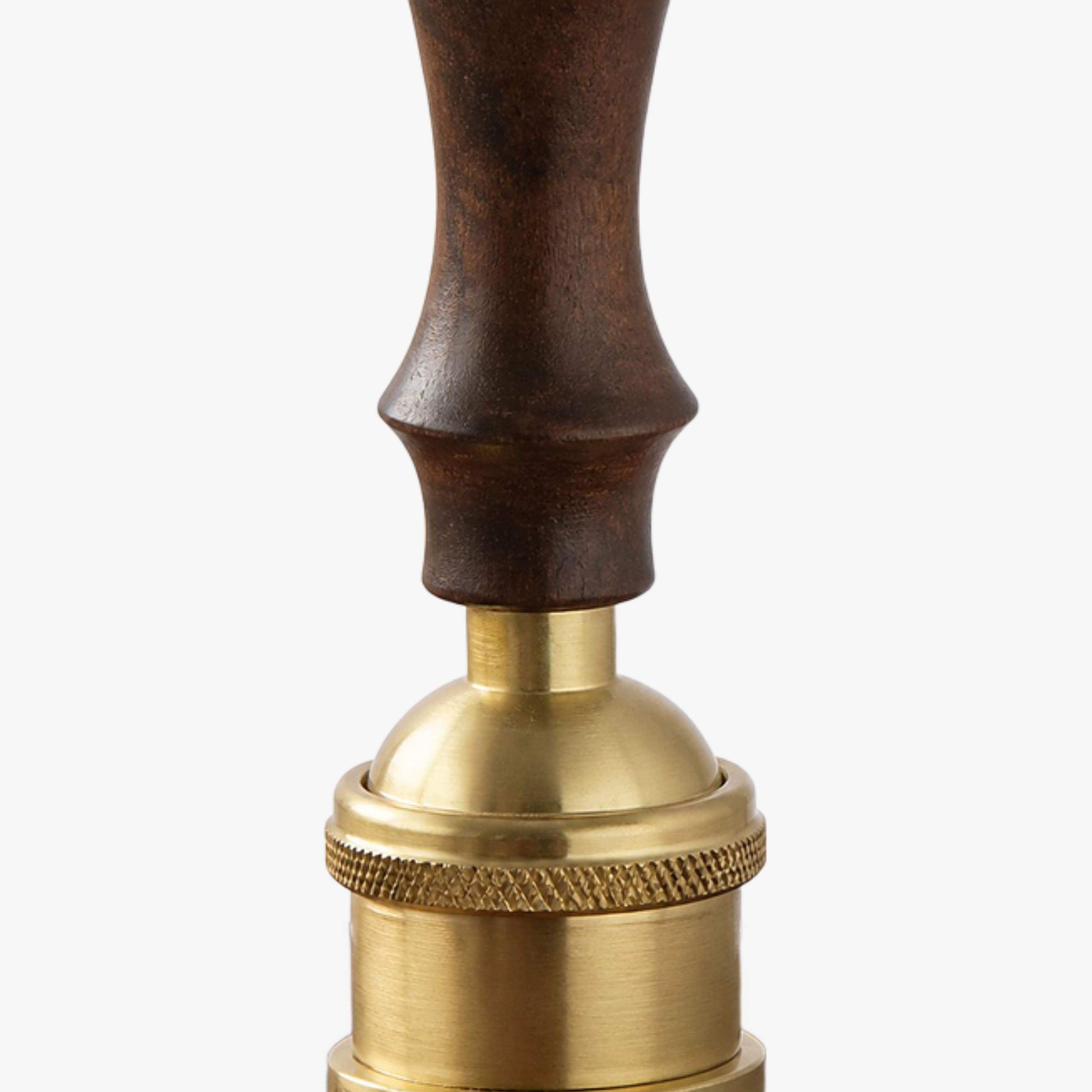 Wood and antique brass socket craftsmanship detail