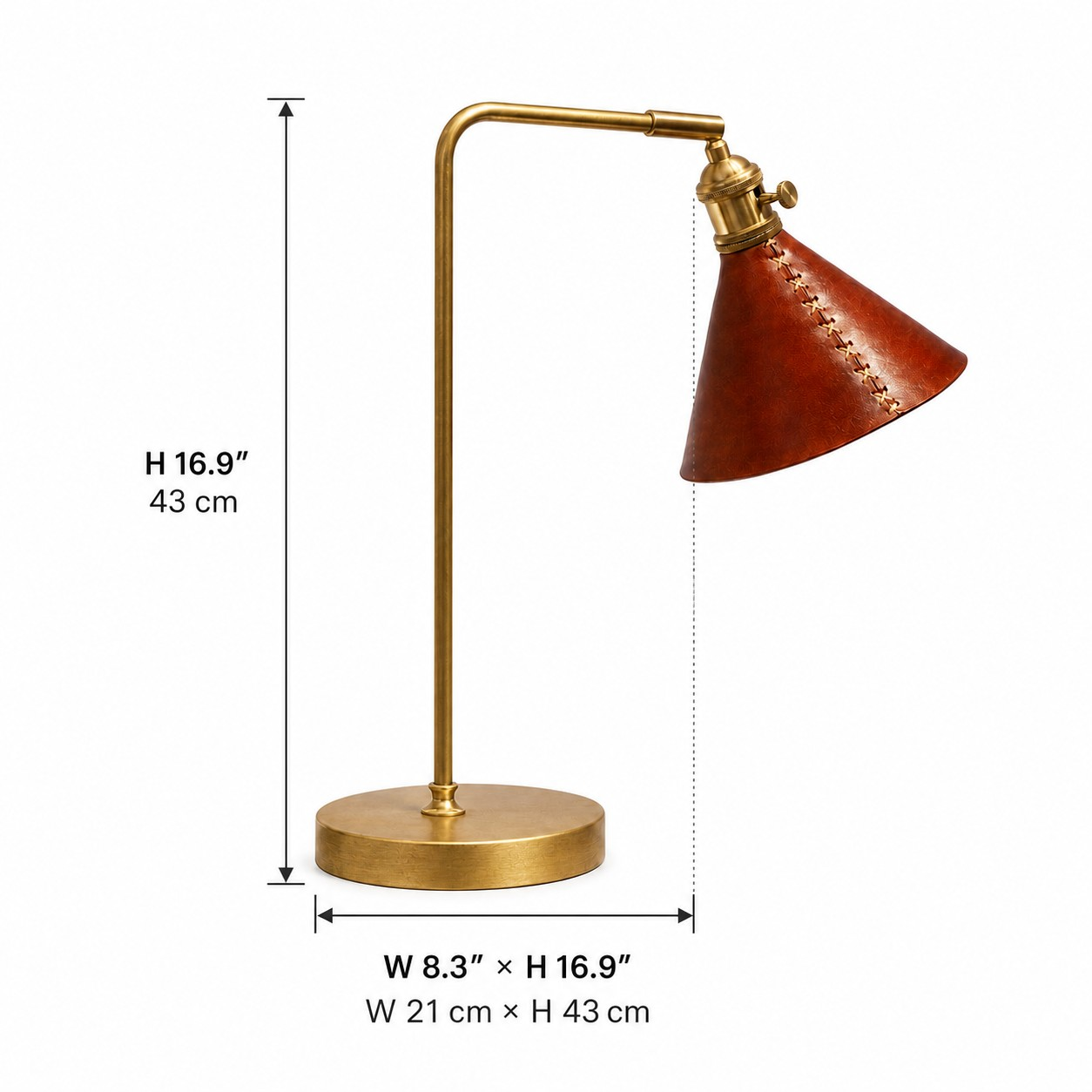Table lamp dimensions: 21 cm wide and 43 cm high