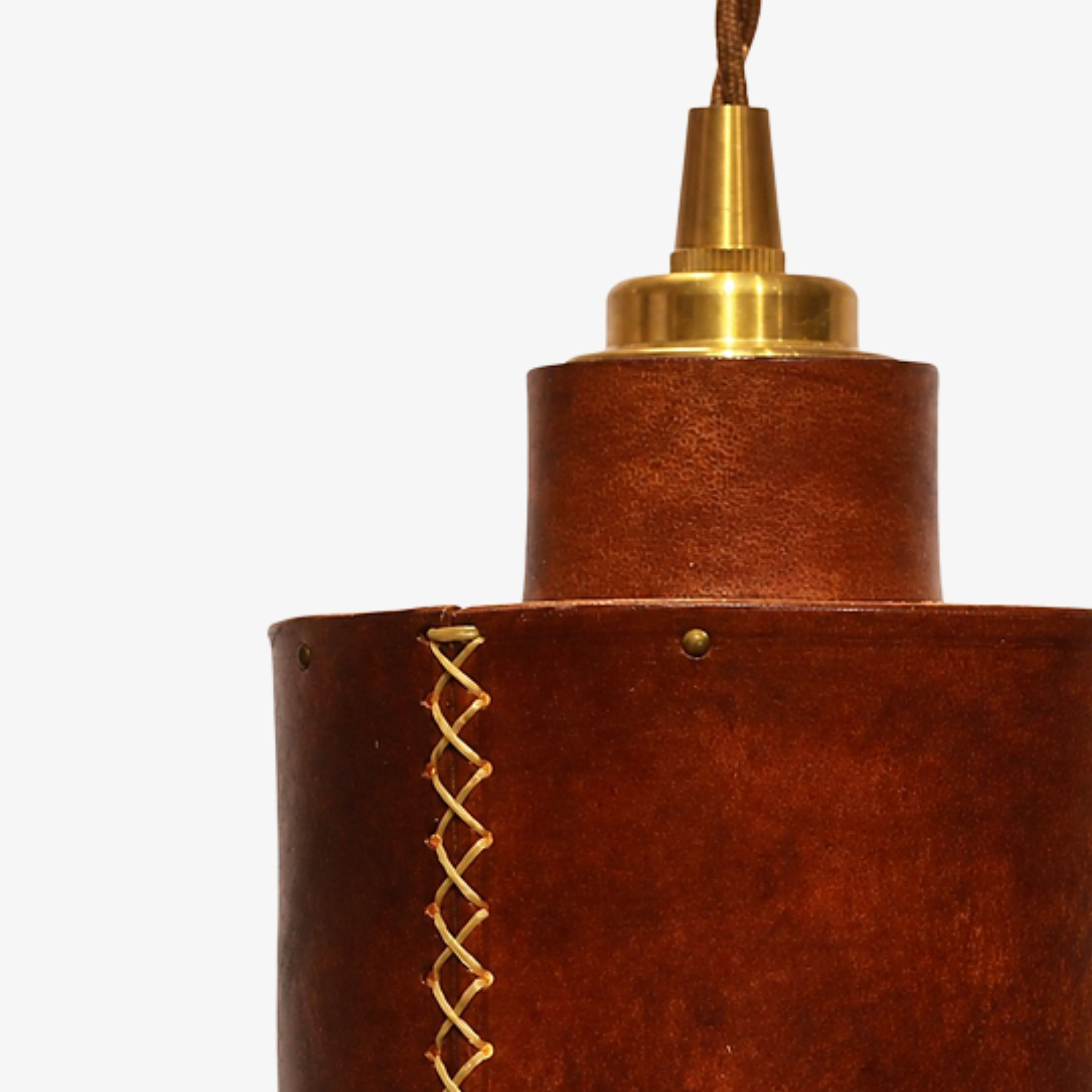 Leather collar and antique brass suspension hardware