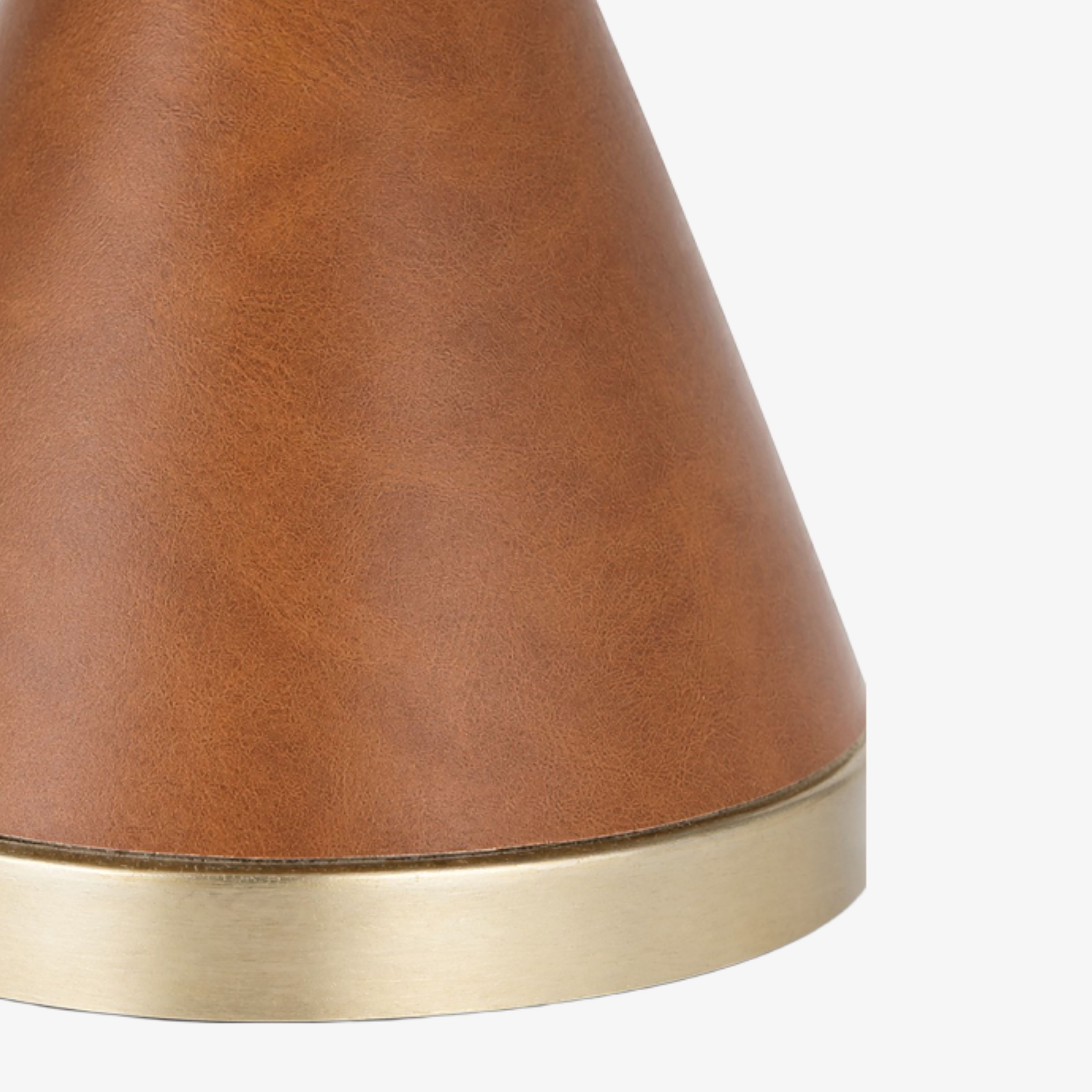Cognac brown leather grain and brass base trim