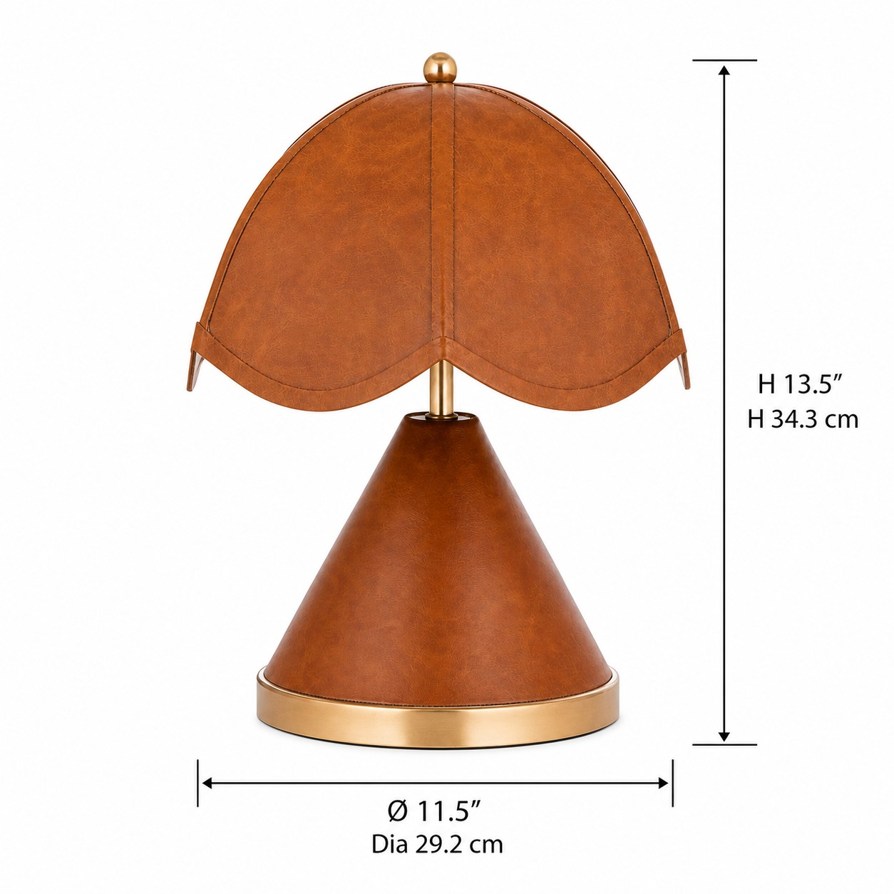 Table lamp dimensions: 29.2 cm diameter and 34.3 cm high