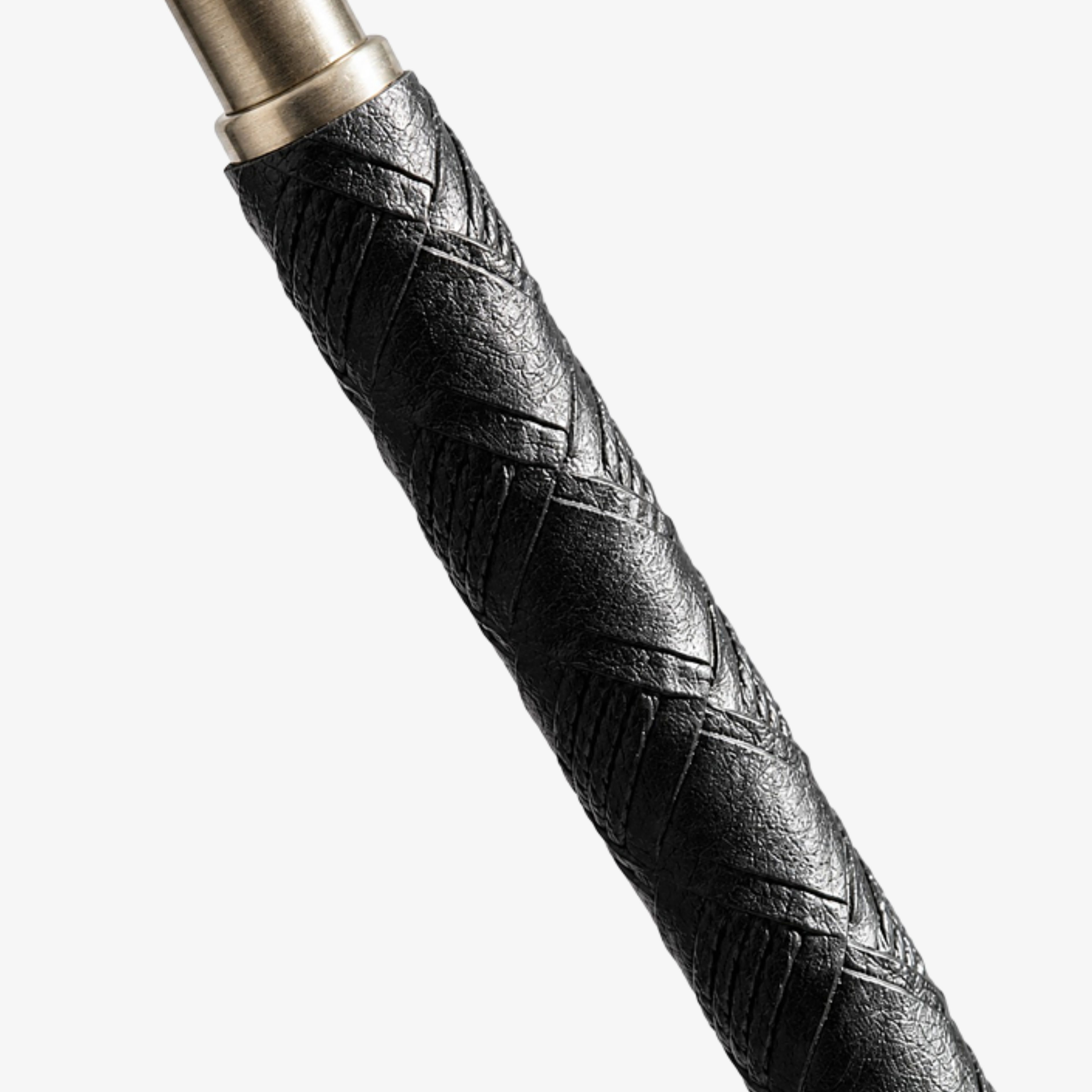 Close-up of black woven leather wrapping