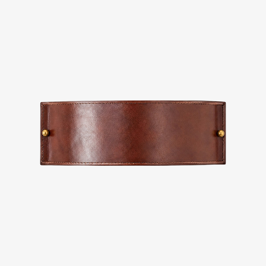 Vintage brown leather rectangular wall lamp