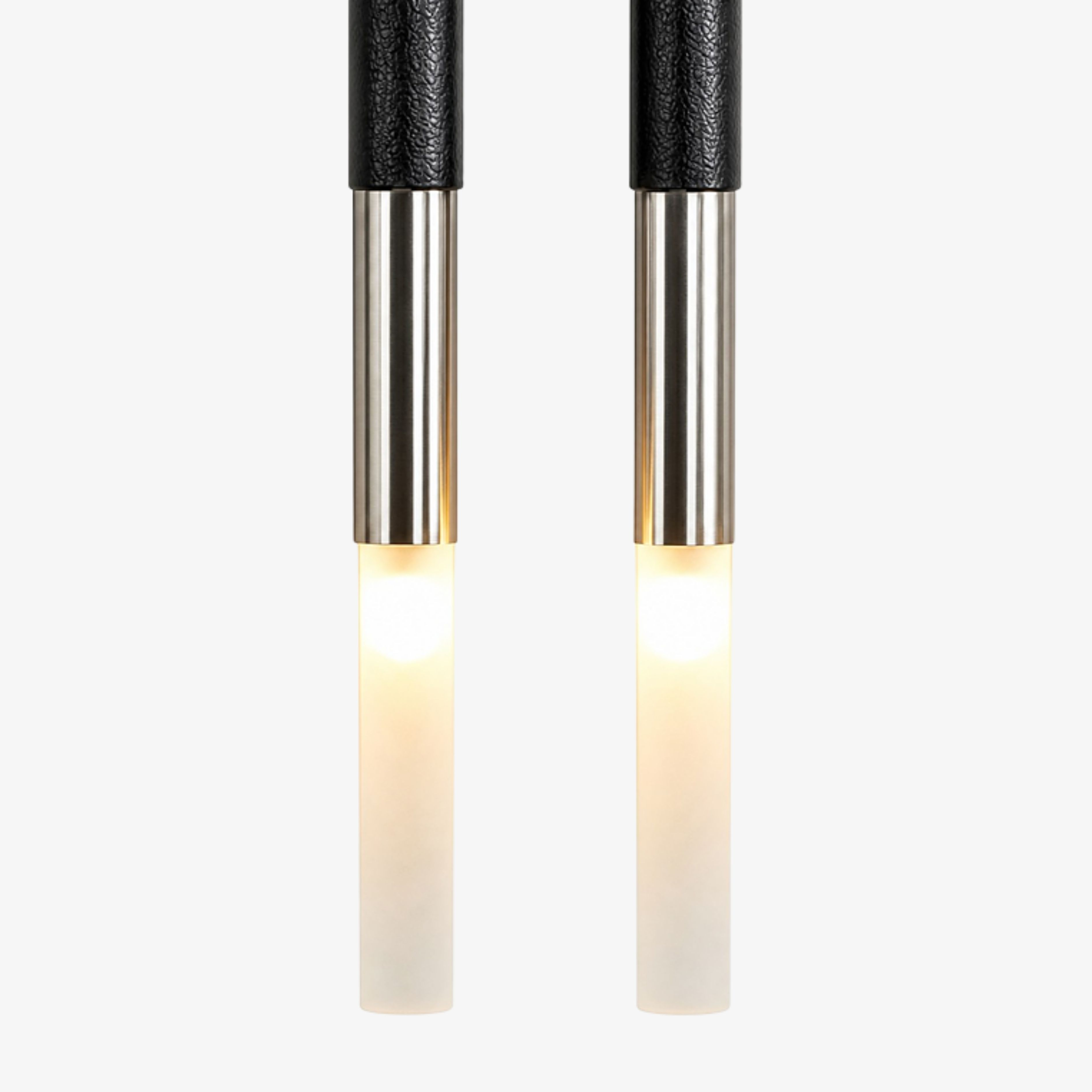 Black leather and glass double wall light detail