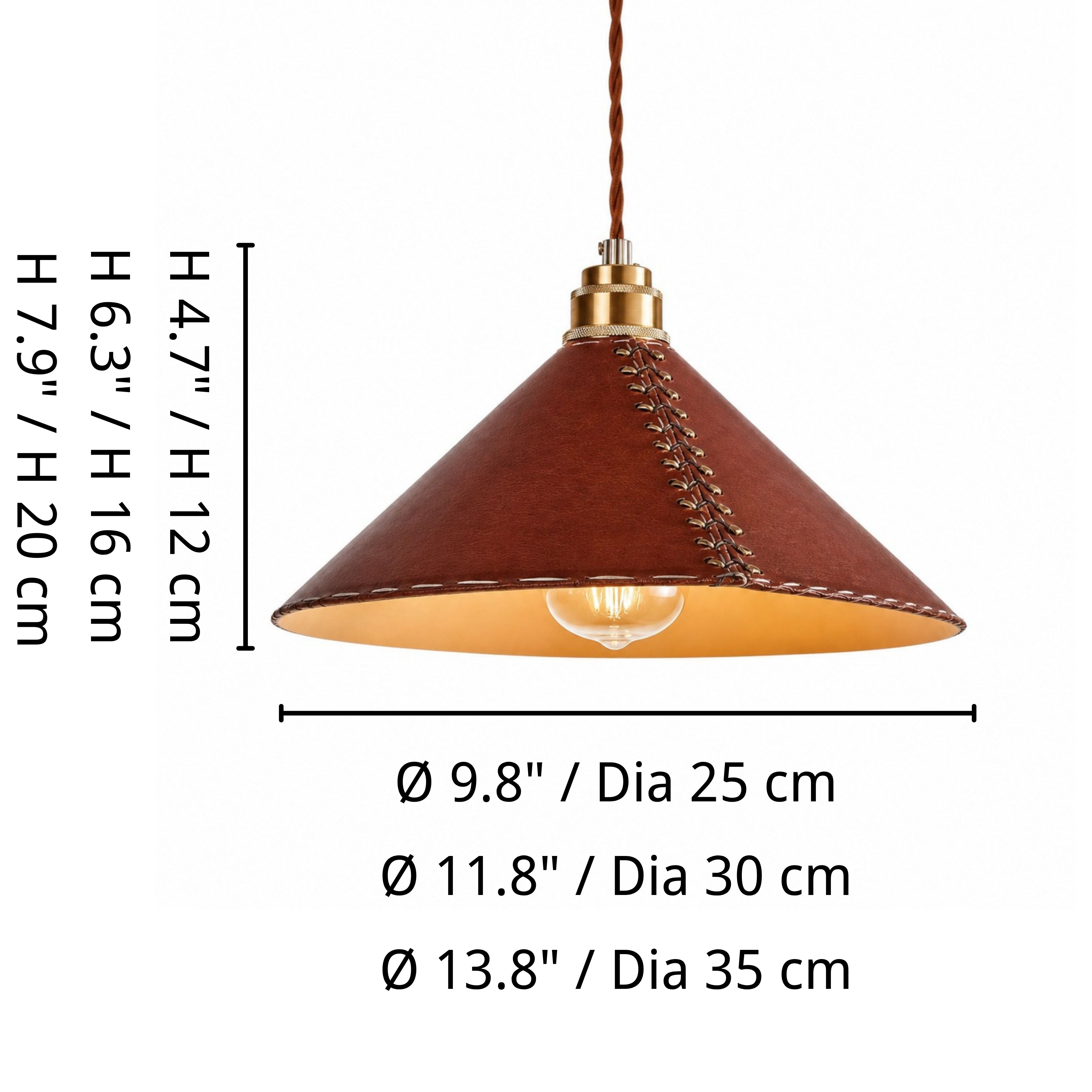 Pendant dimensions for 25, 30, and 35 cm diameters